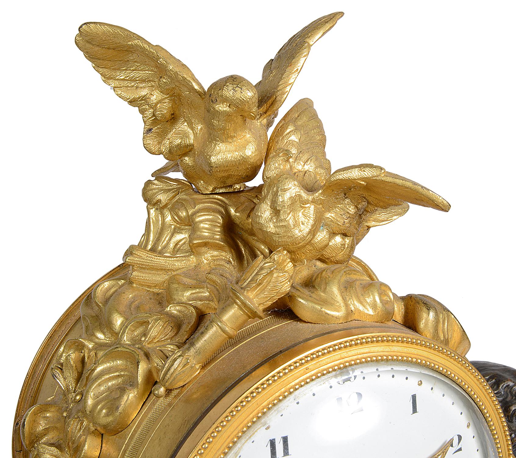 Louis XVI Style Marble and Ormolu Mantel Clock, 19th Century In Good Condition In Brighton, Sussex