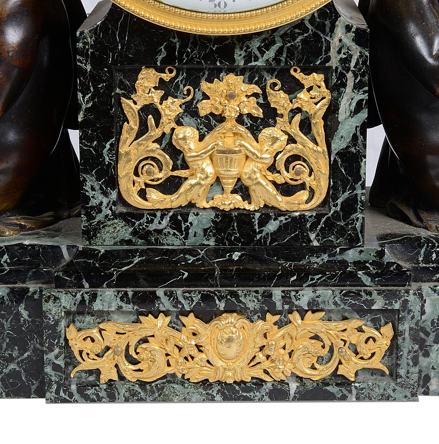 Marmor- und Ormolu-Manteluhr im Louis-XVI-Stil:: 19. Jahrhundert 1