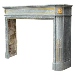 Louis XVI Style Marble Mantel Circa 1880 With Gilded Bronze