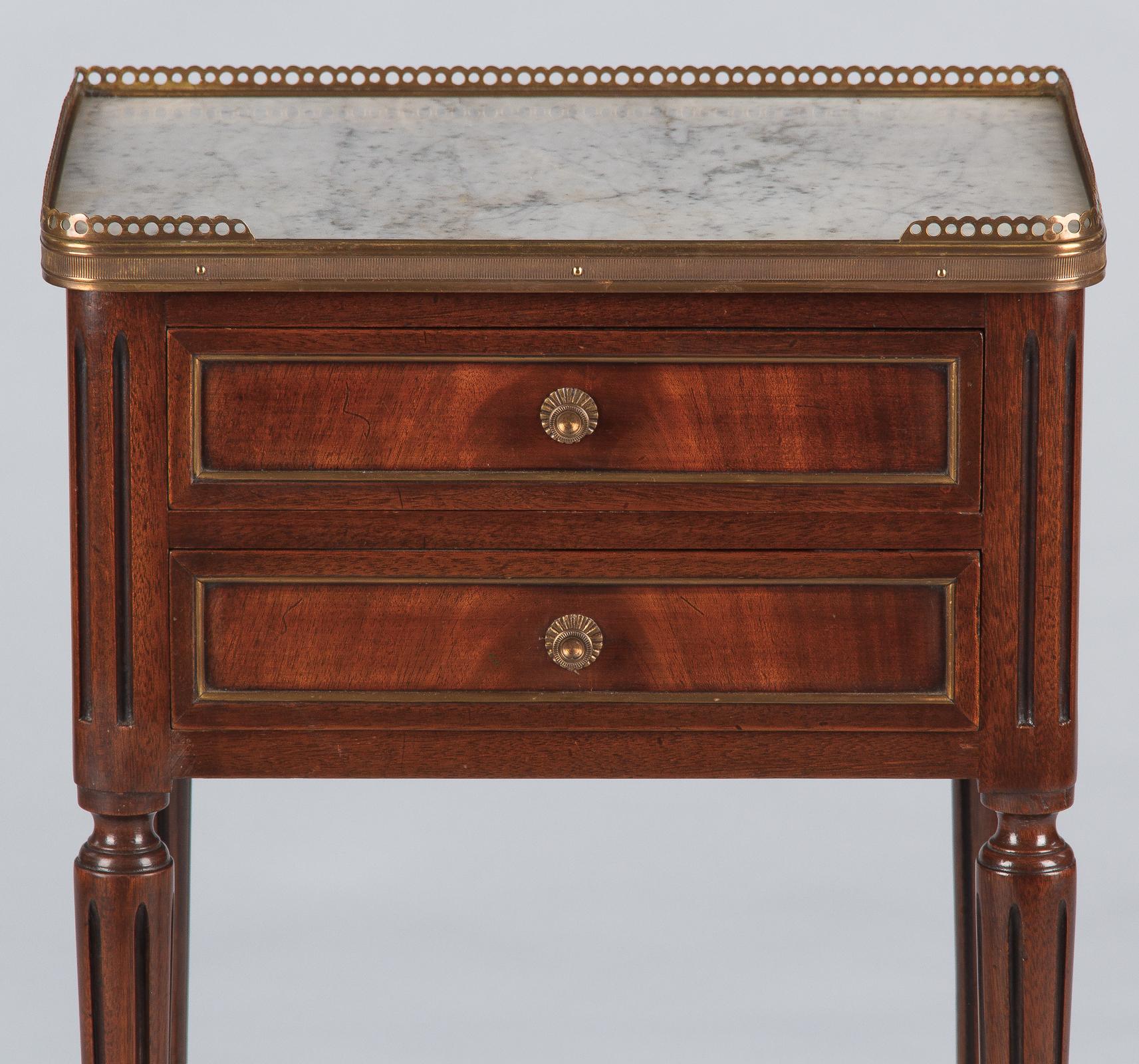 Louis XVI Style Marble-Top Bedside Cabinet, 1920s 5