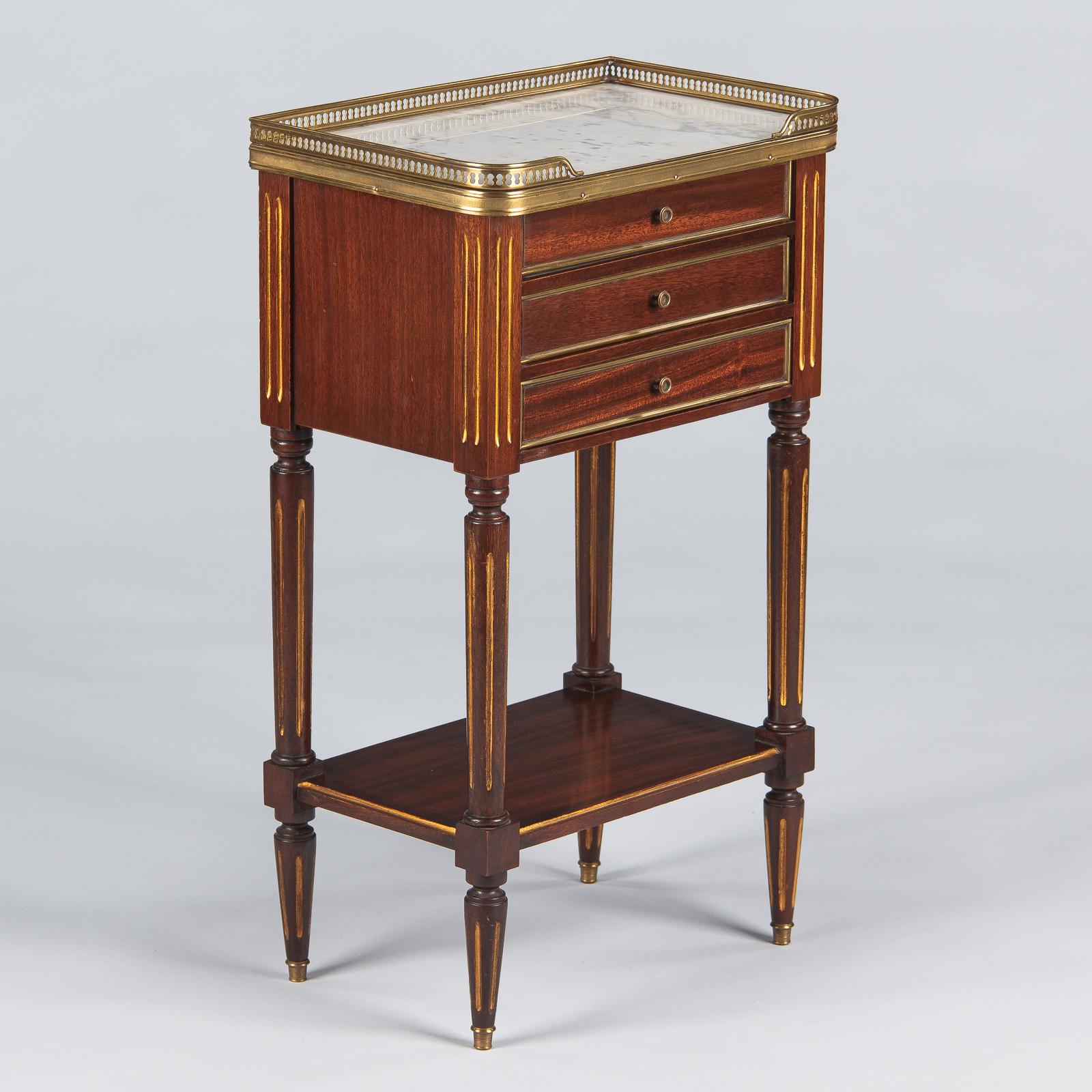 Louis XVI Style Mahogany and Marble-Top Bedside Cabinet, 1920s 3