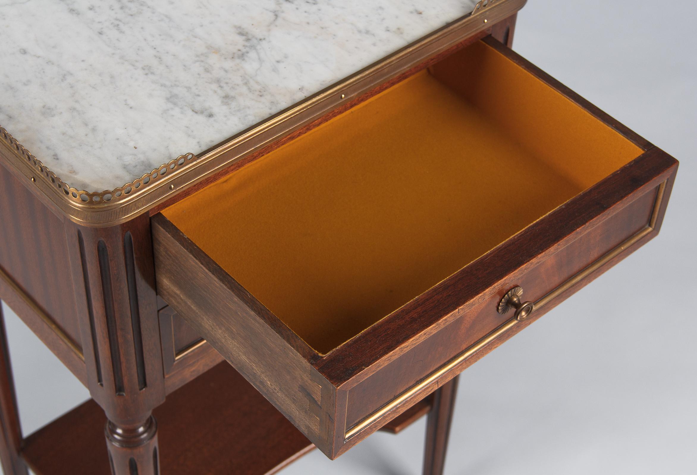 Louis XVI Style Marble-Top Bedside Cabinet, 1920s 6