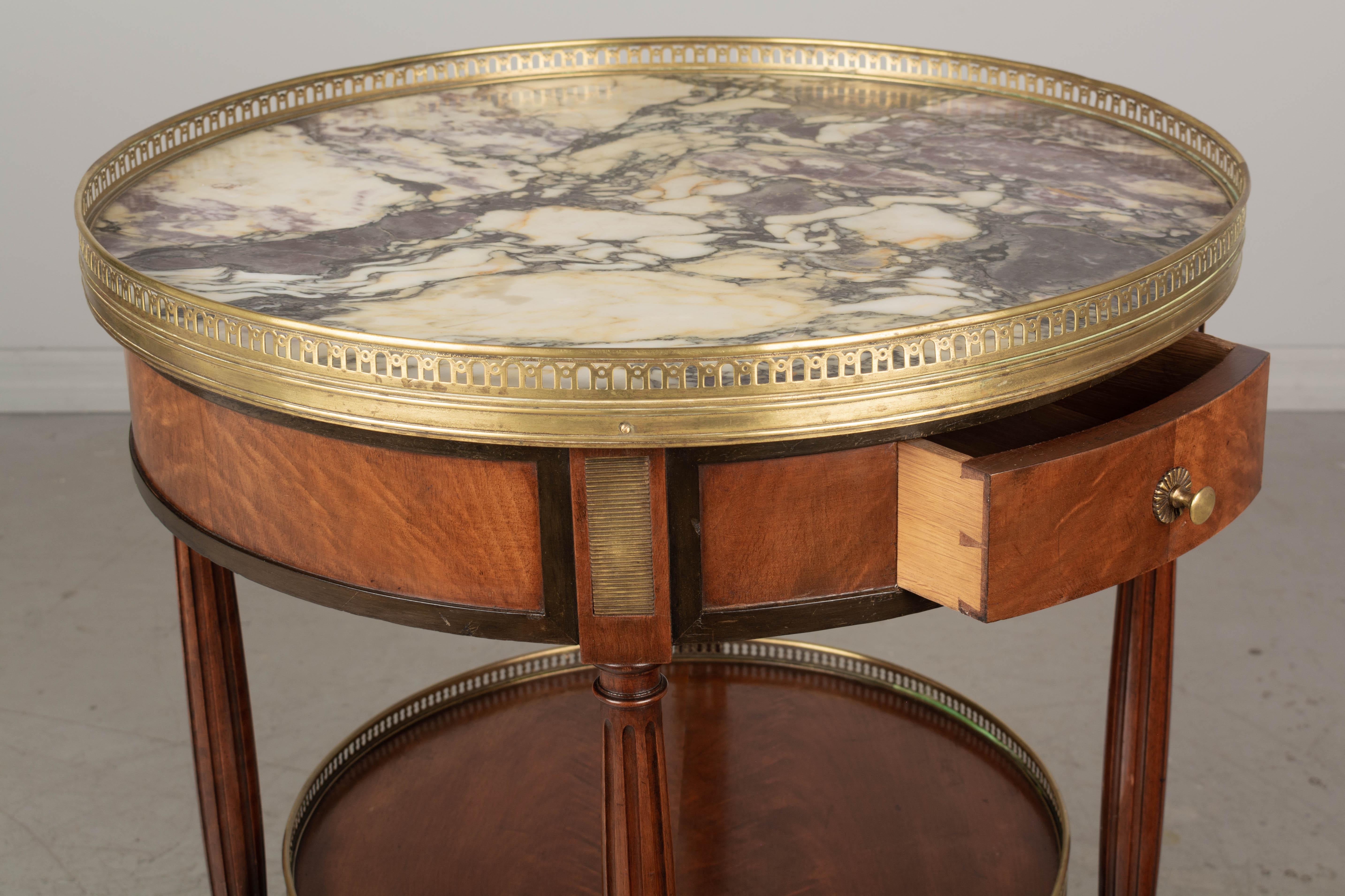 Louis XVI Style Marble Top Bouillotte, or Circular Side Table For Sale 7