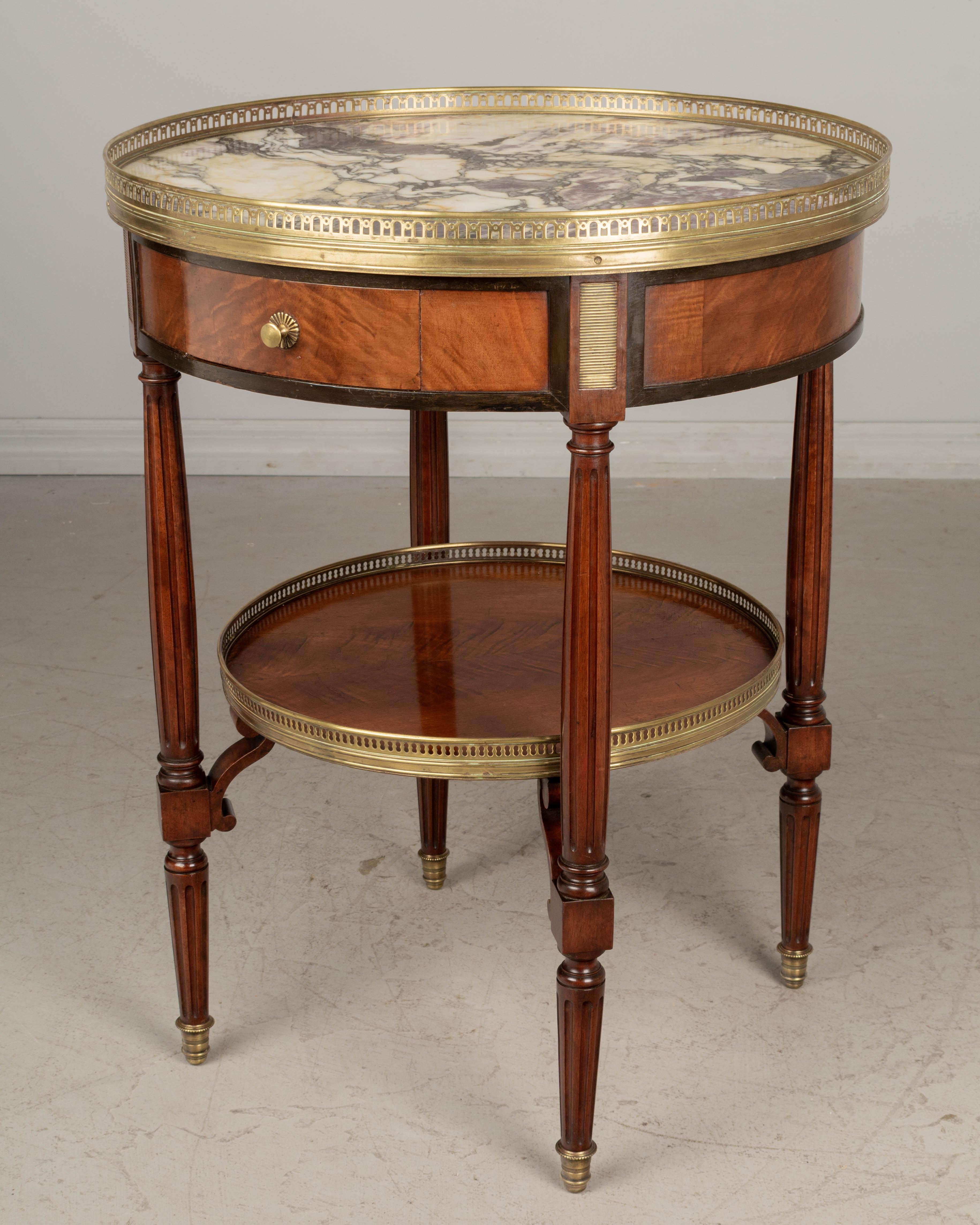Louis XVI Style Marble Top Bouillotte, or Circular Side Table In Good Condition For Sale In Winter Park, FL