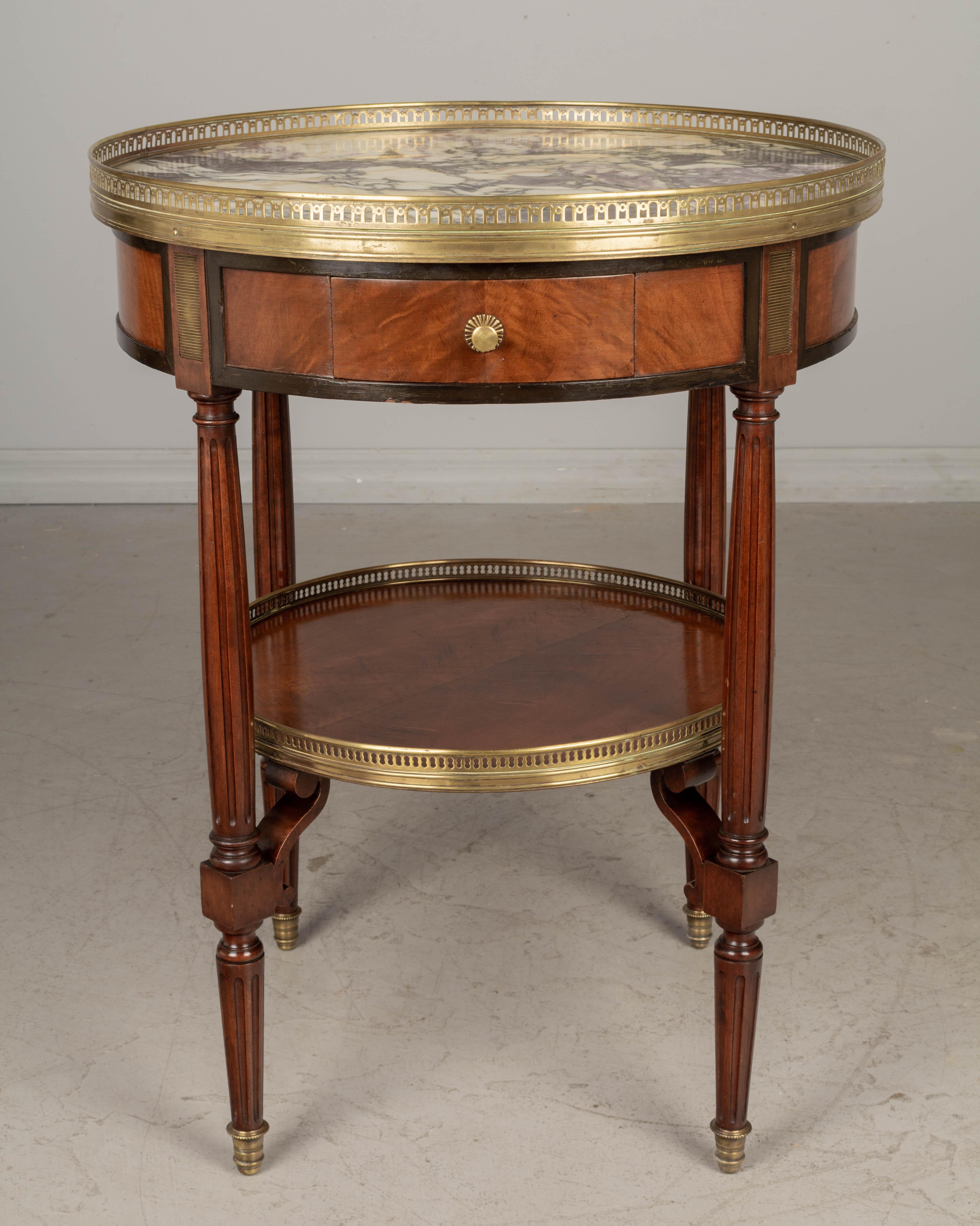 20th Century Louis XVI Style Marble Top Bouillotte, or Circular Side Table For Sale