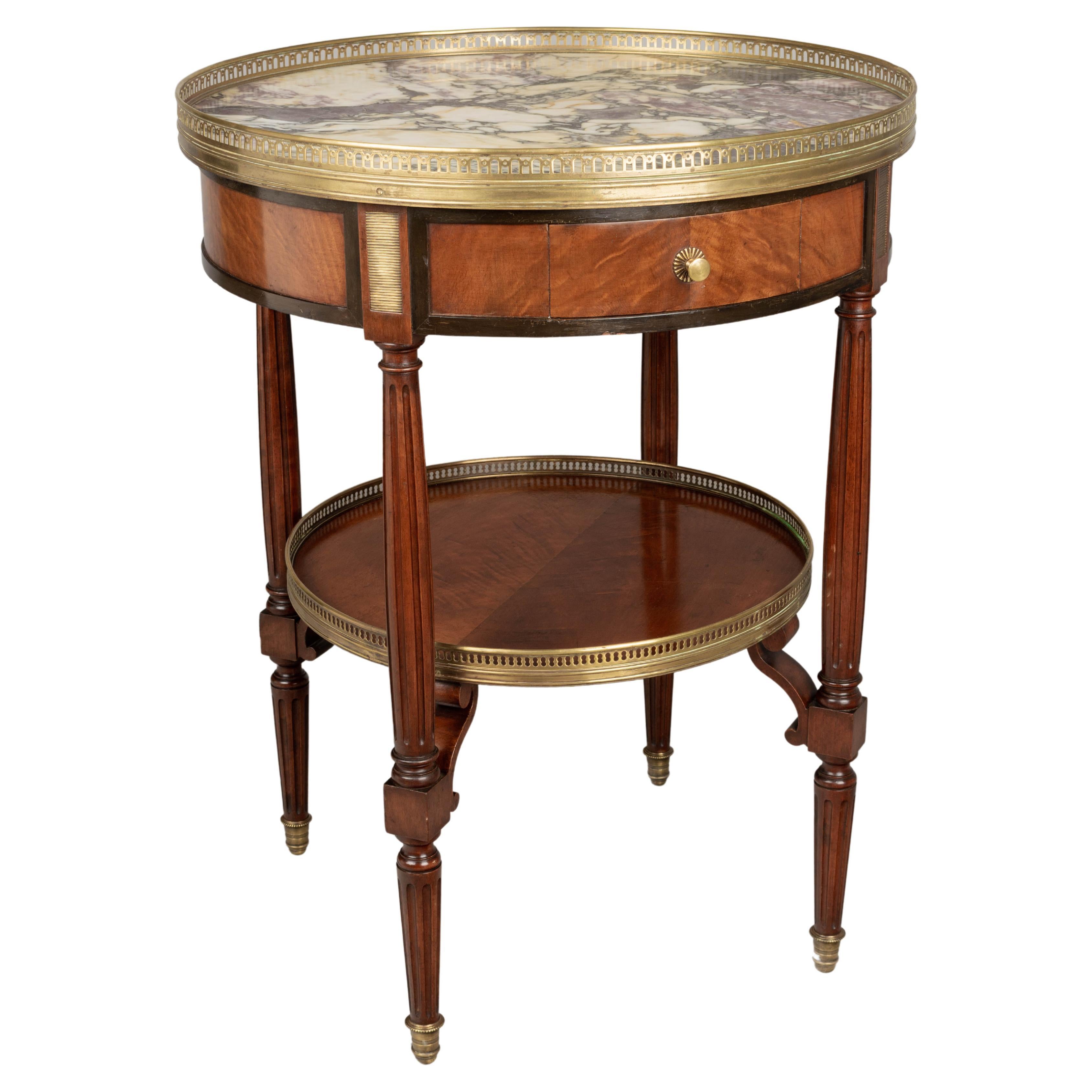 Louis XVI Style Marble Top Bouillotte, or Circular Side Table For Sale