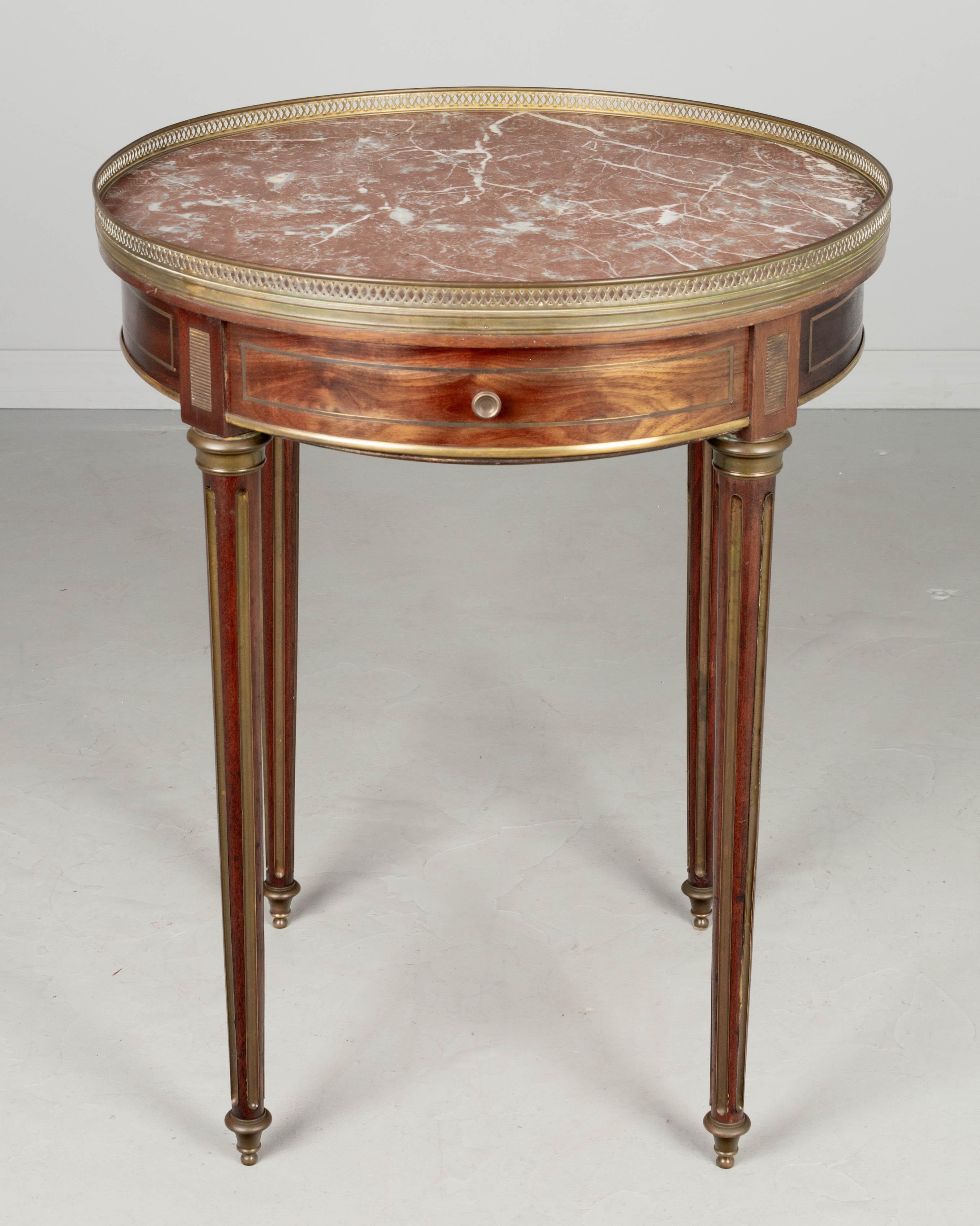 20th Century Louis XVI Style Marble Top Bouillotte Table For Sale