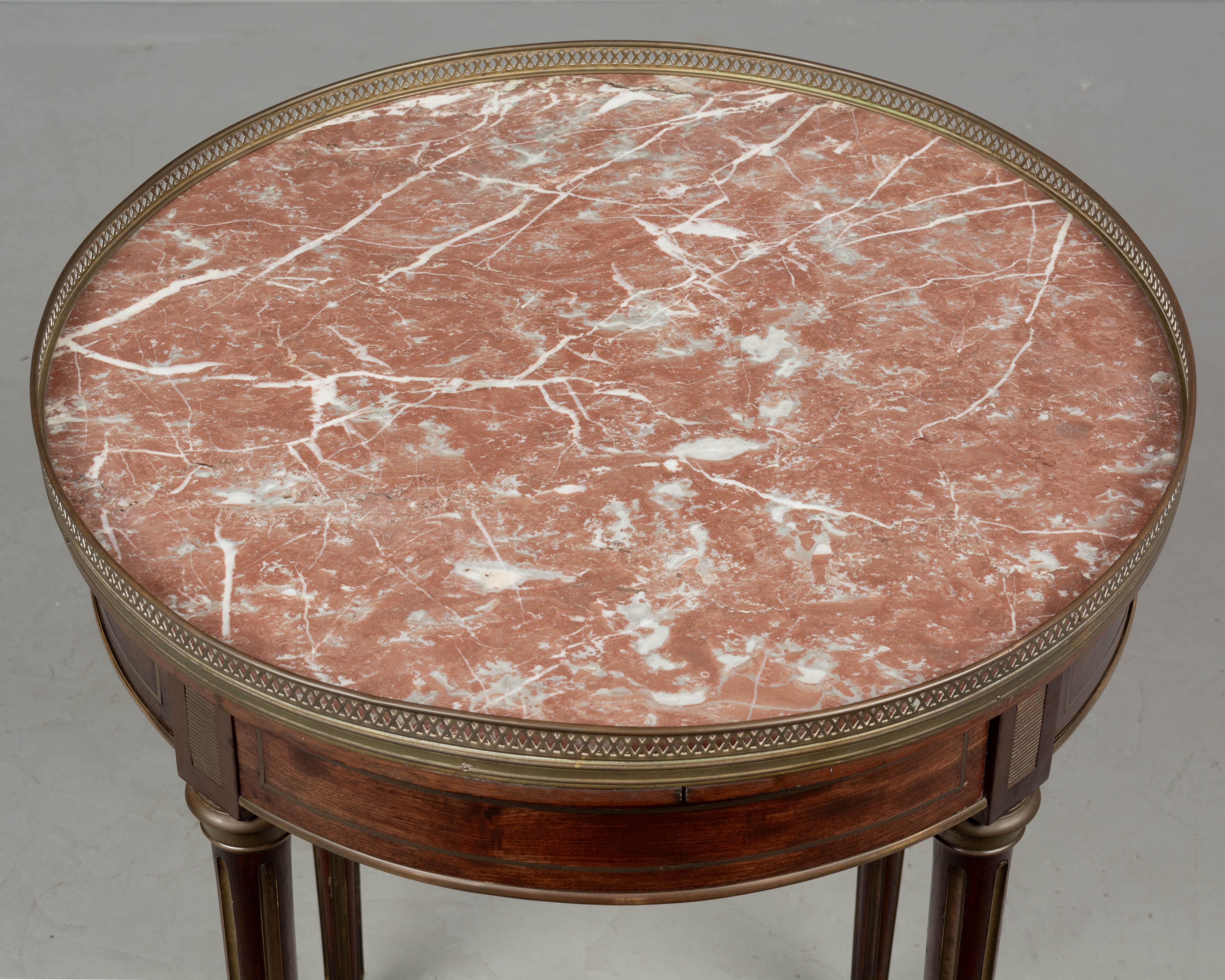 Louis XVI Style Marble Top Bouillotte Table For Sale 2