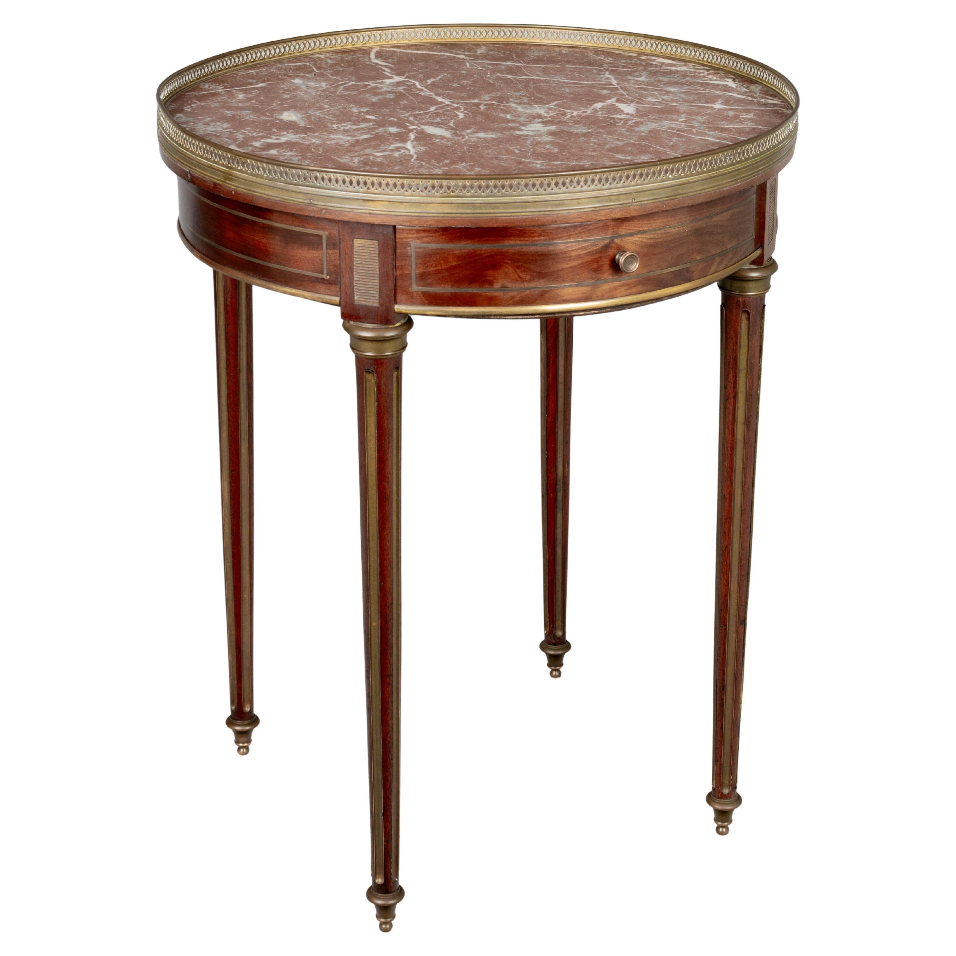 Louis XVI Style Marble Top Bouillotte Table For Sale