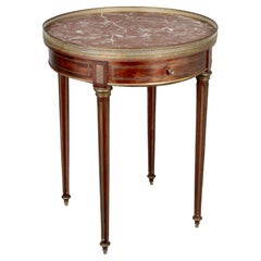 Table bouillotte de style Louis XVI avec plateau en marbre