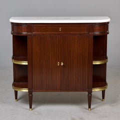 Louis XVI Style Marble Top Buffet with Reeded Doors and Brass Galleries
