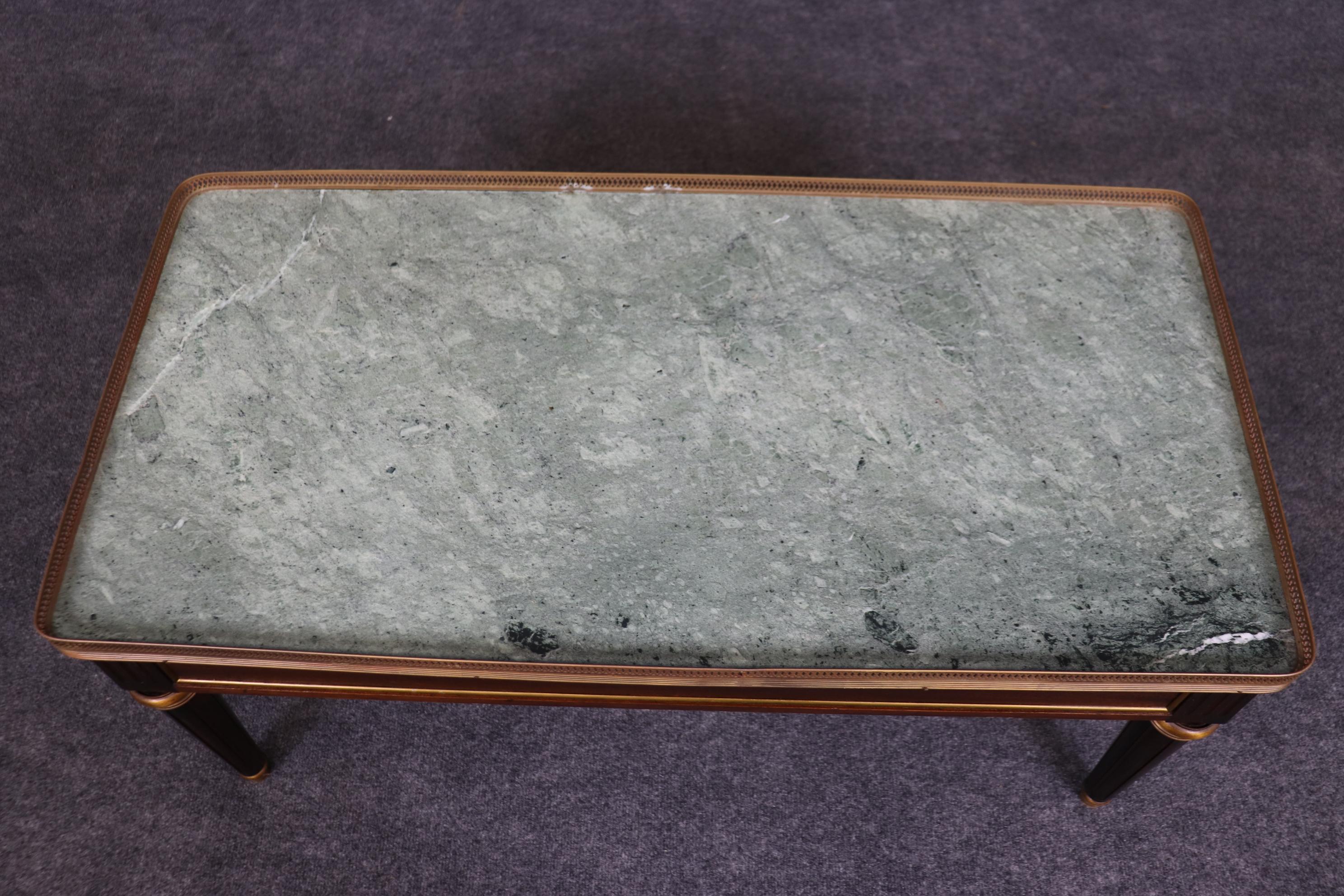 20th Century Louis XVI Style Marble Top Coffee Table Attributed to Maison Jansen For Sale