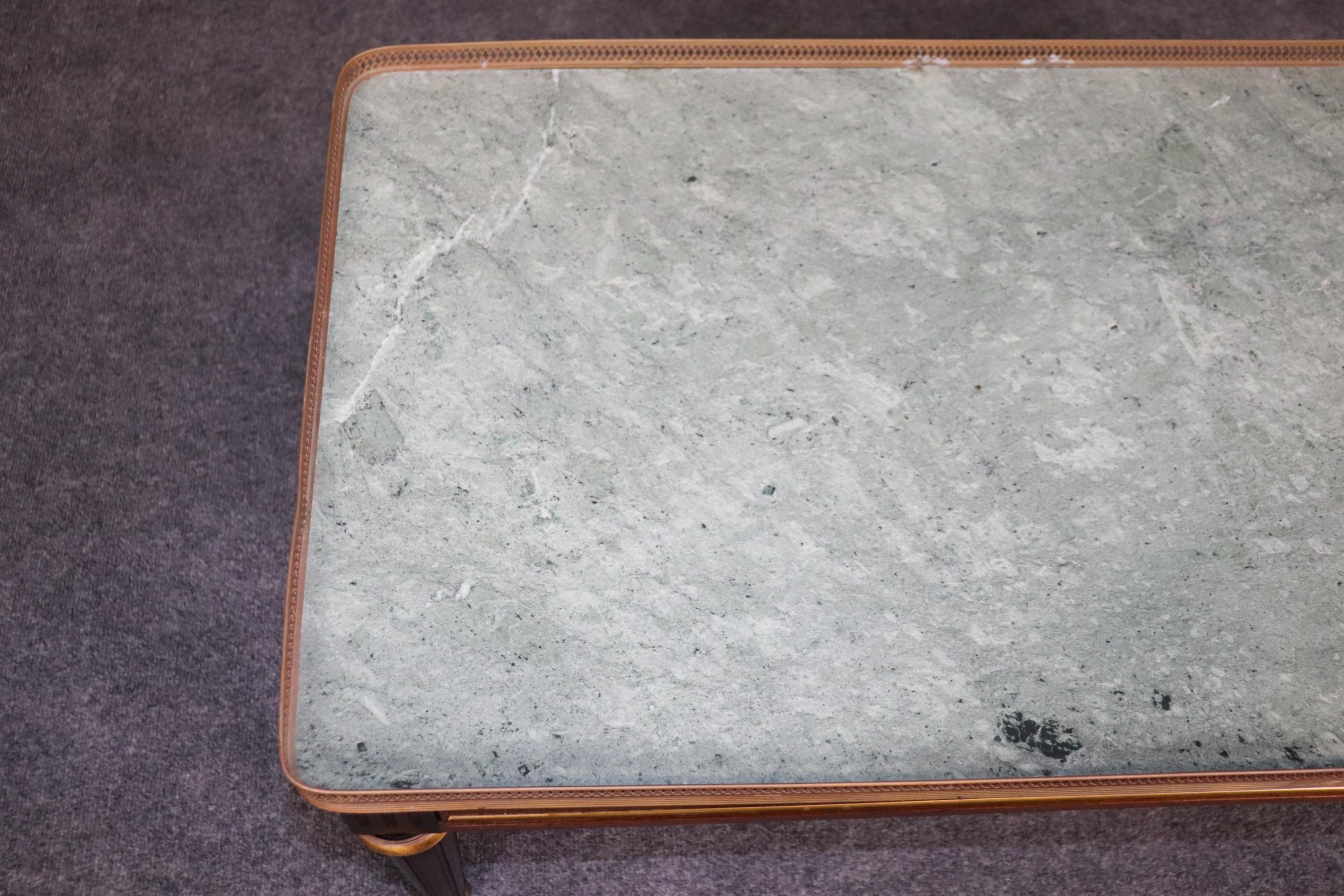 Louis XVI Style Marble Top Coffee Table Attributed to Maison Jansen For Sale 1