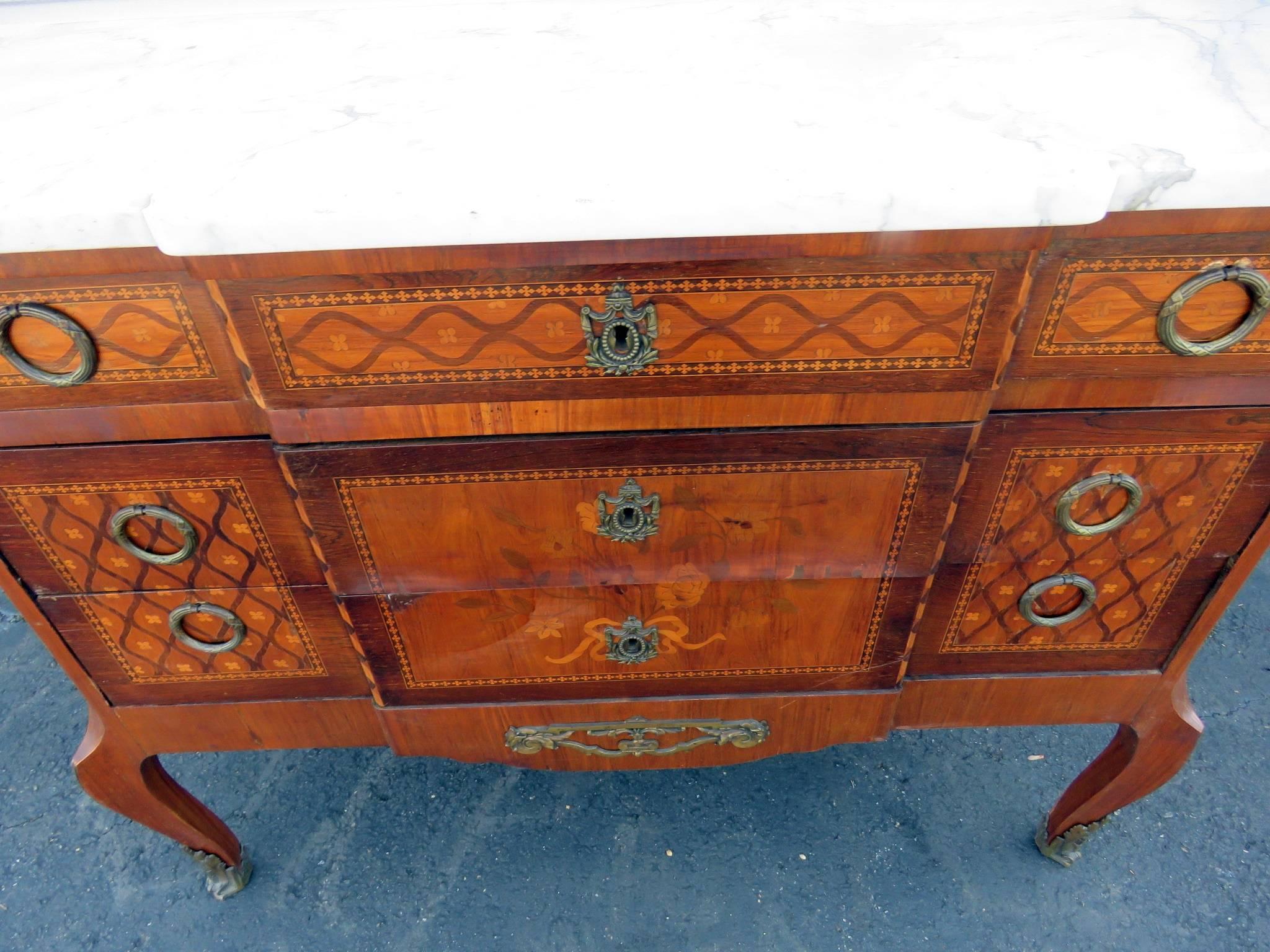 North American Louis XVI Style Marble-Top Commode