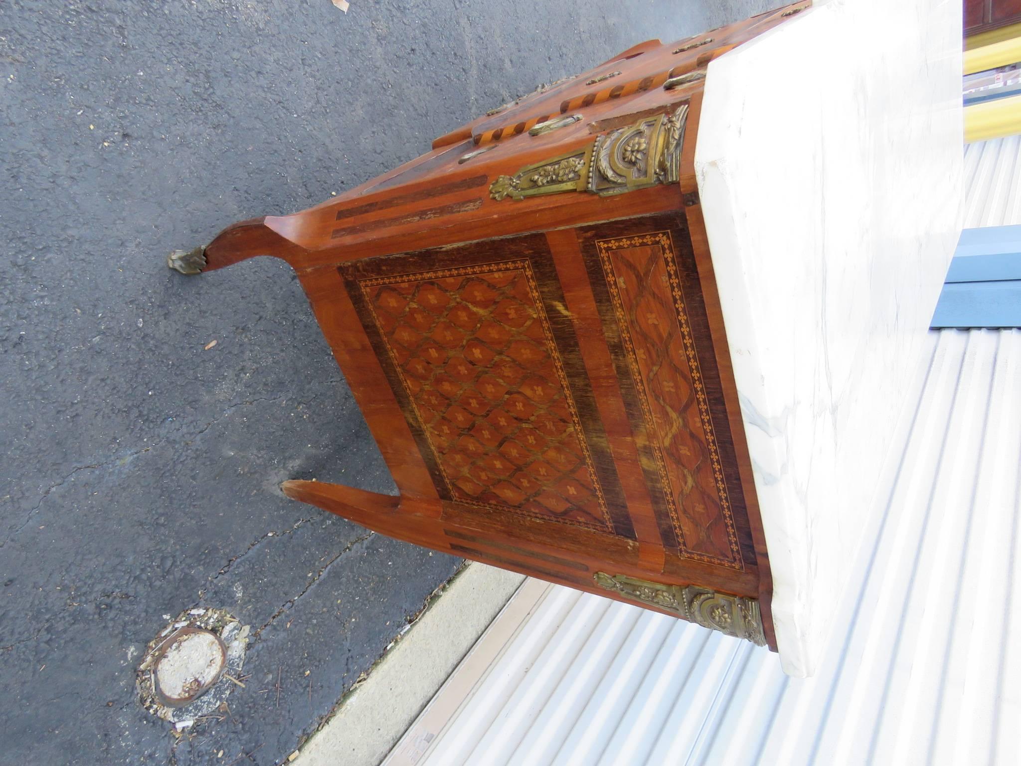 Bronze Louis XVI Style Marble-Top Commode