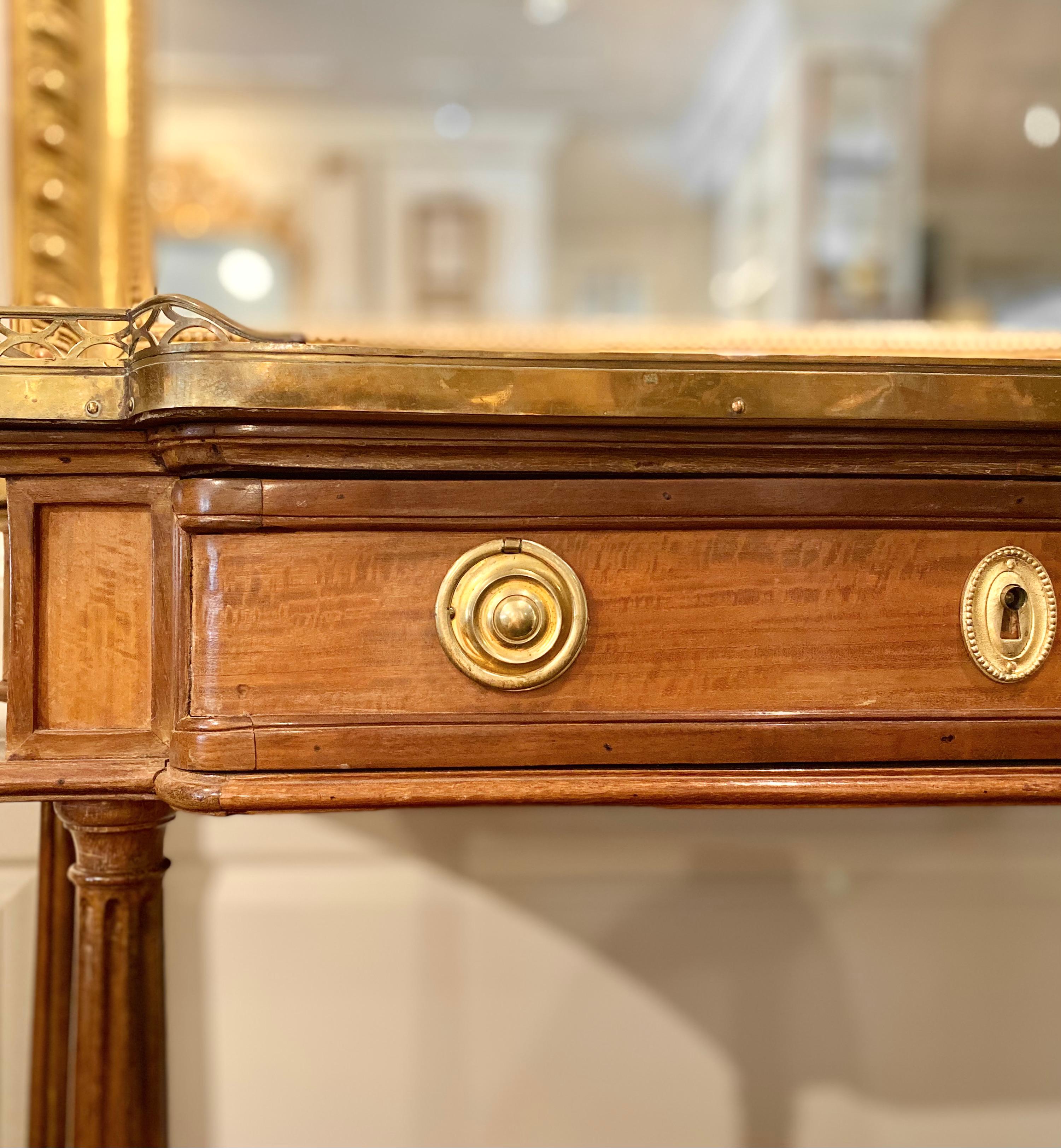 Louis XVI Style, Marble Top Console, Bronze Gallery, Early 19th Century 5