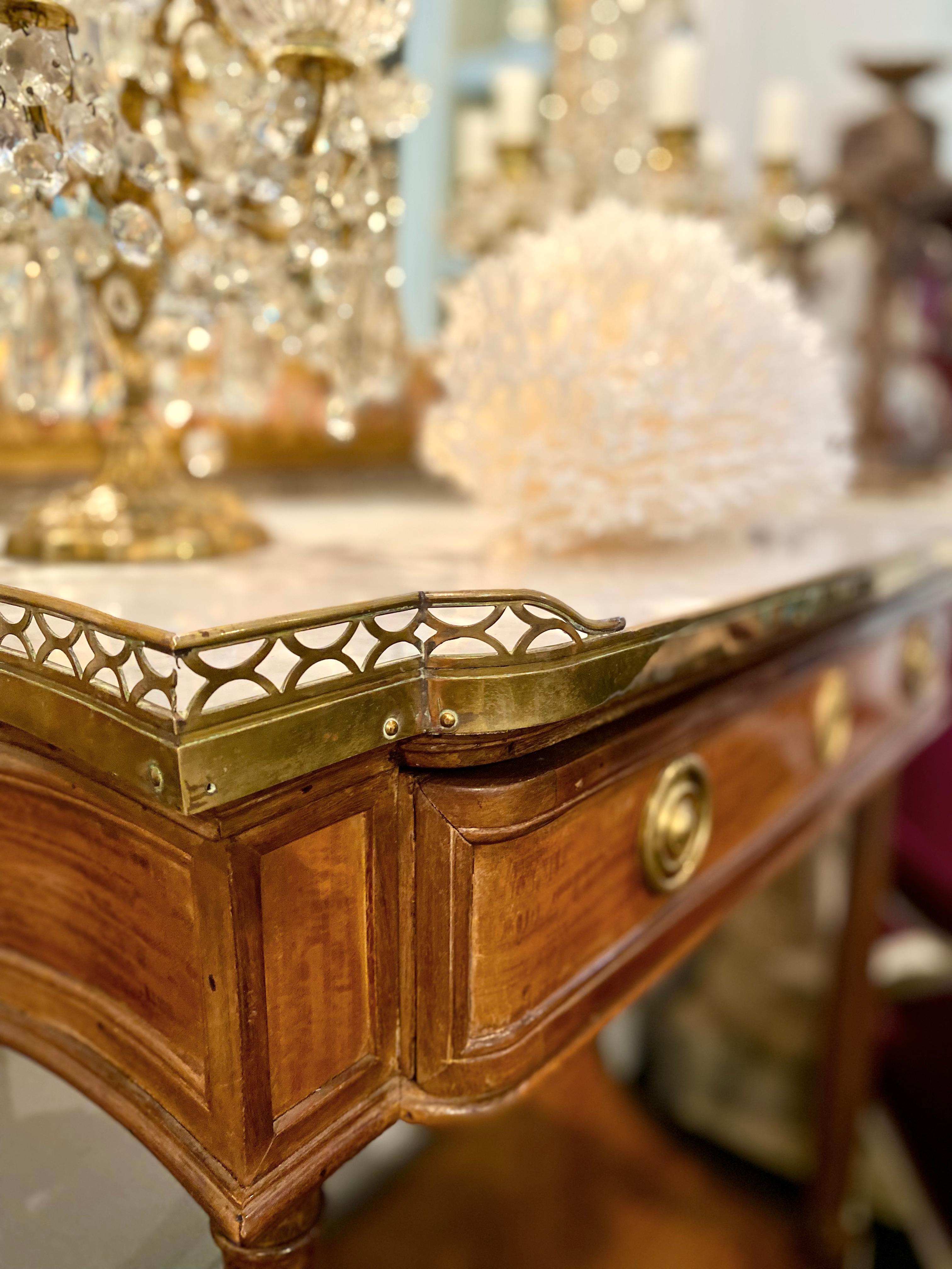 Louis XVI Style, Marble Top Console, Bronze Gallery, Early 19th Century 13