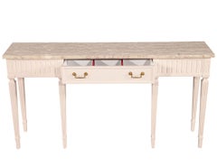 Table console de style Louis XVI à plateau en marbre