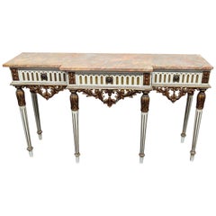 Louis XVI Style Marble-Top Console Table
