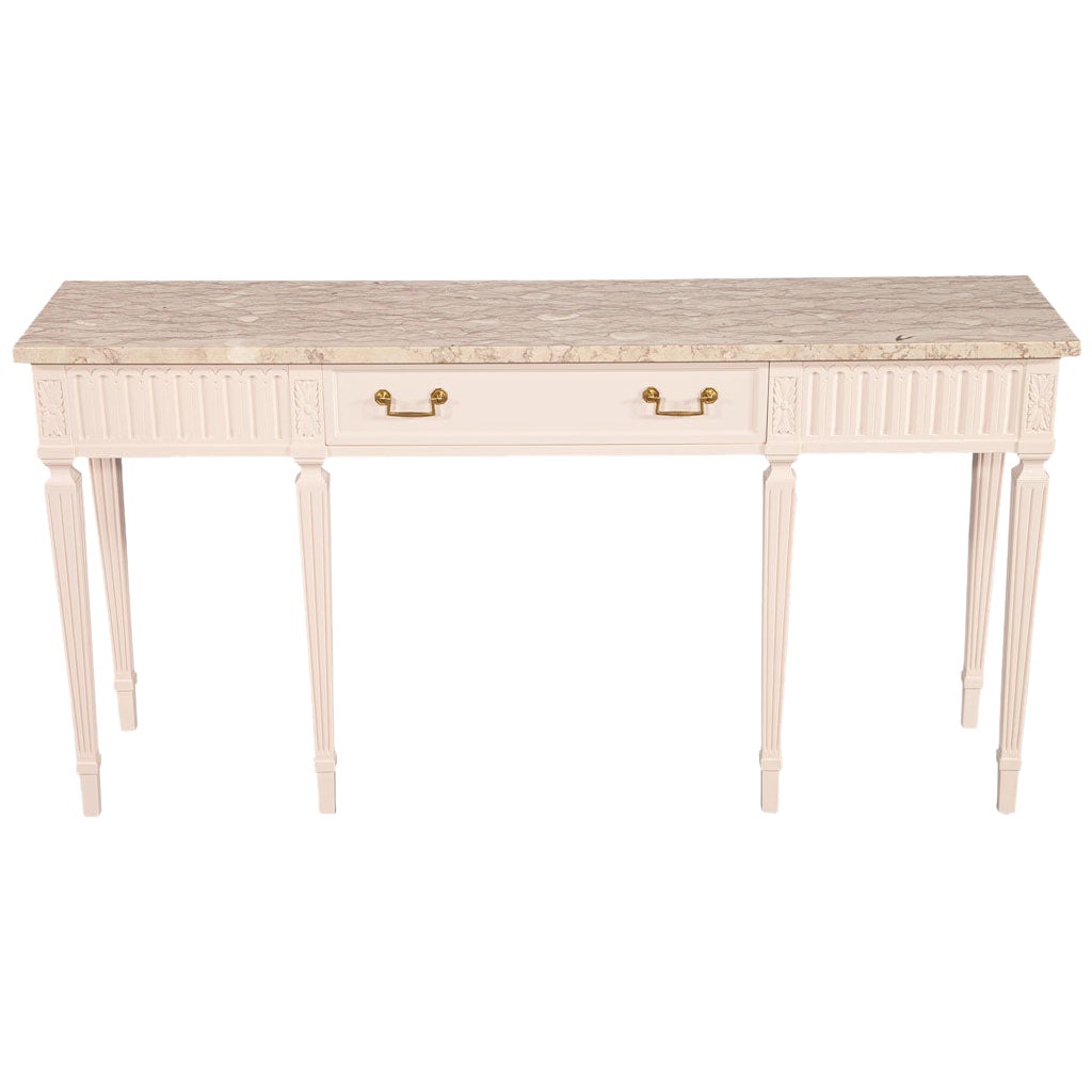 Louis XVI Style Marble Top Console Table