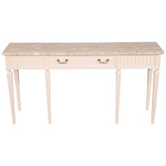 Table console de style Louis XVI à plateau en marbre