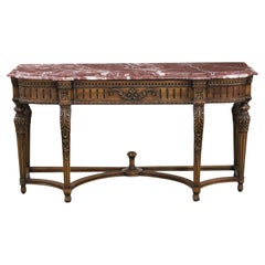 Table console de style Louis XVI avec plateau en marbre