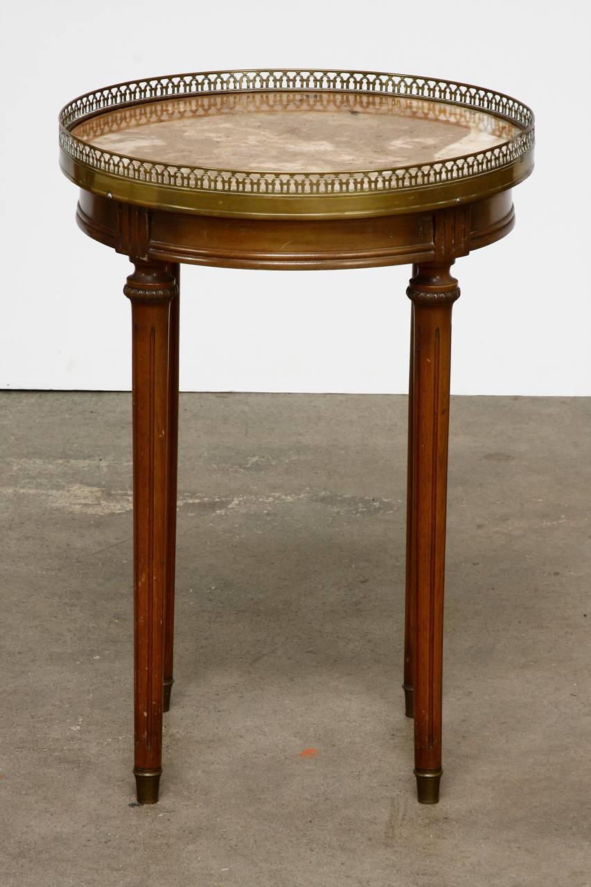 Neoclassical Louis XVI Style Marble-Top Gueridon Drinks Table