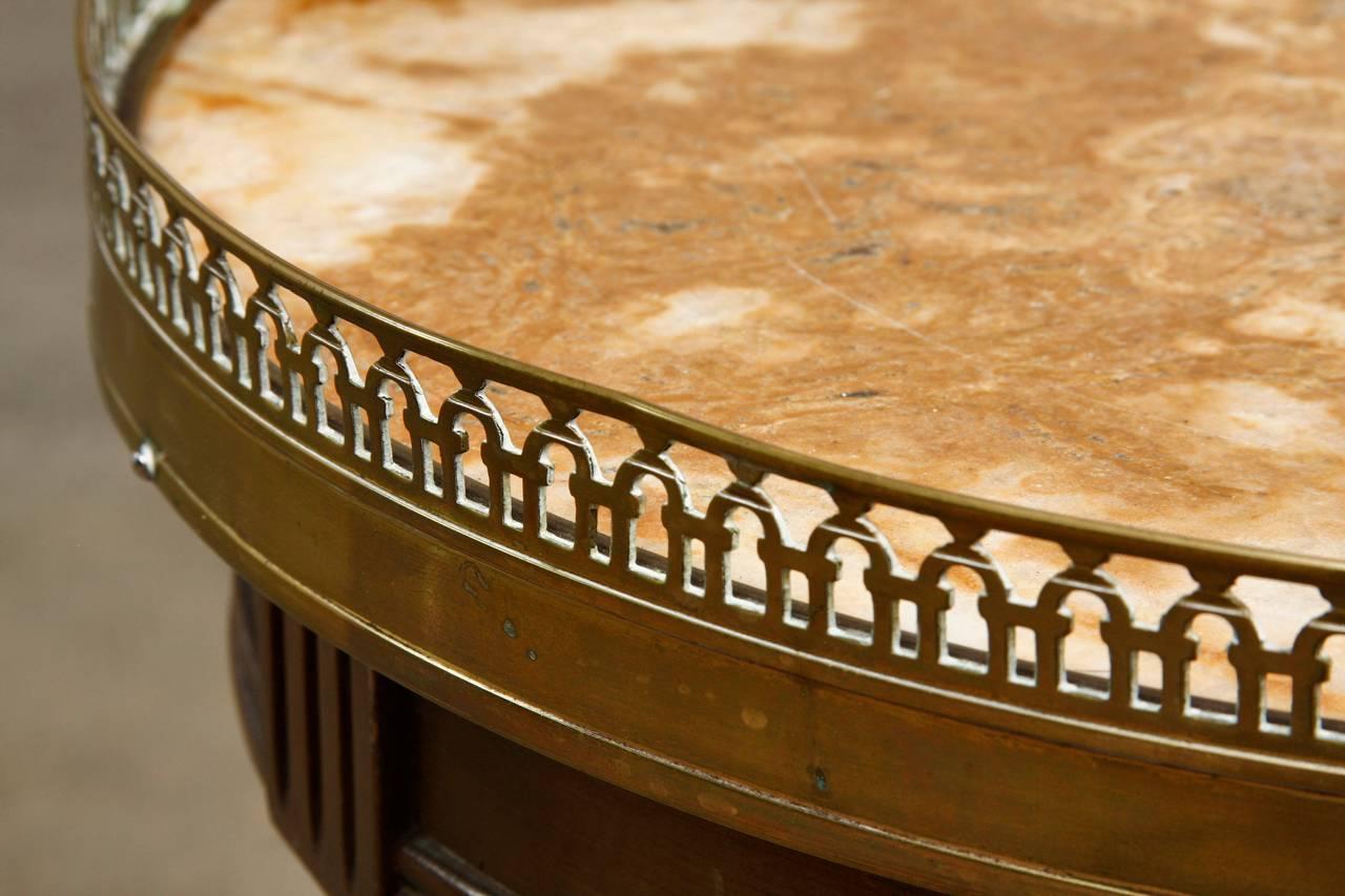 French Louis XVI Style Marble-Top Gueridon Drinks Table