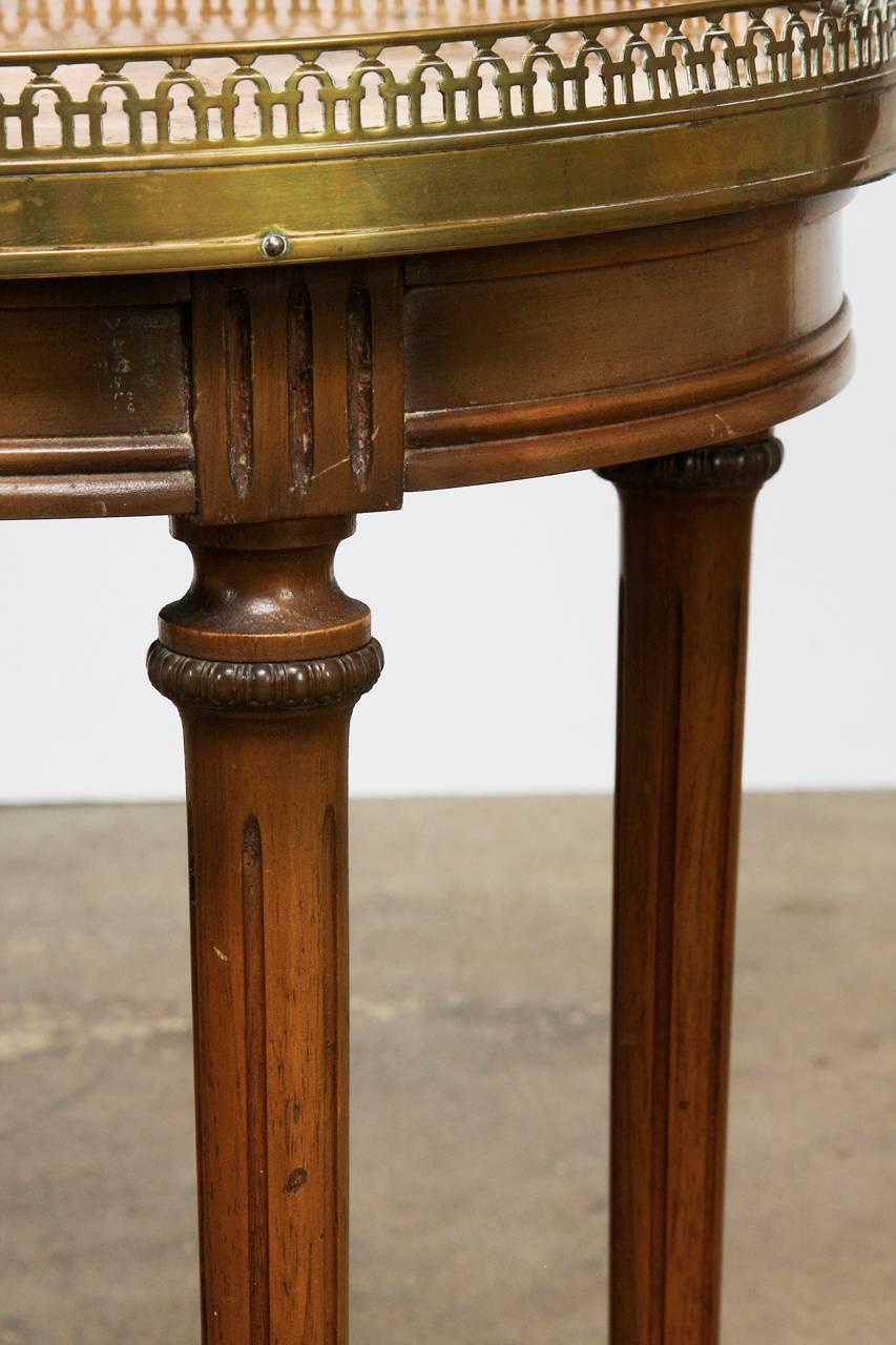 Hand-Crafted Louis XVI Style Marble-Top Gueridon Drinks Table