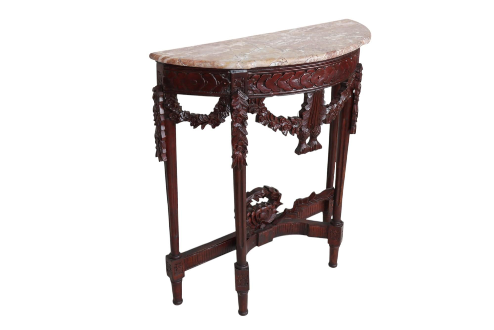Louis XVI Style Marble Top Hall Table In Good Condition For Sale In Bradenton, FL