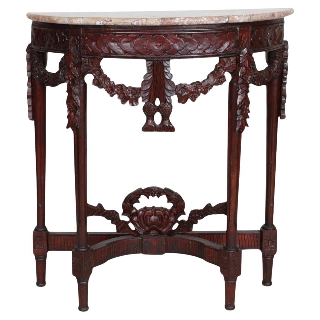 Louis XVI Style Marble Top Hall Table For Sale
