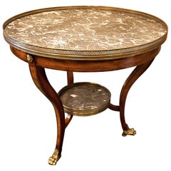 Louis XVI Style Marble-Top Mahogany Gueridon Table, circa 1940