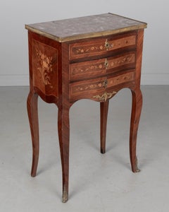 Louis XVI Style Marble Top Nightstand or Side Table