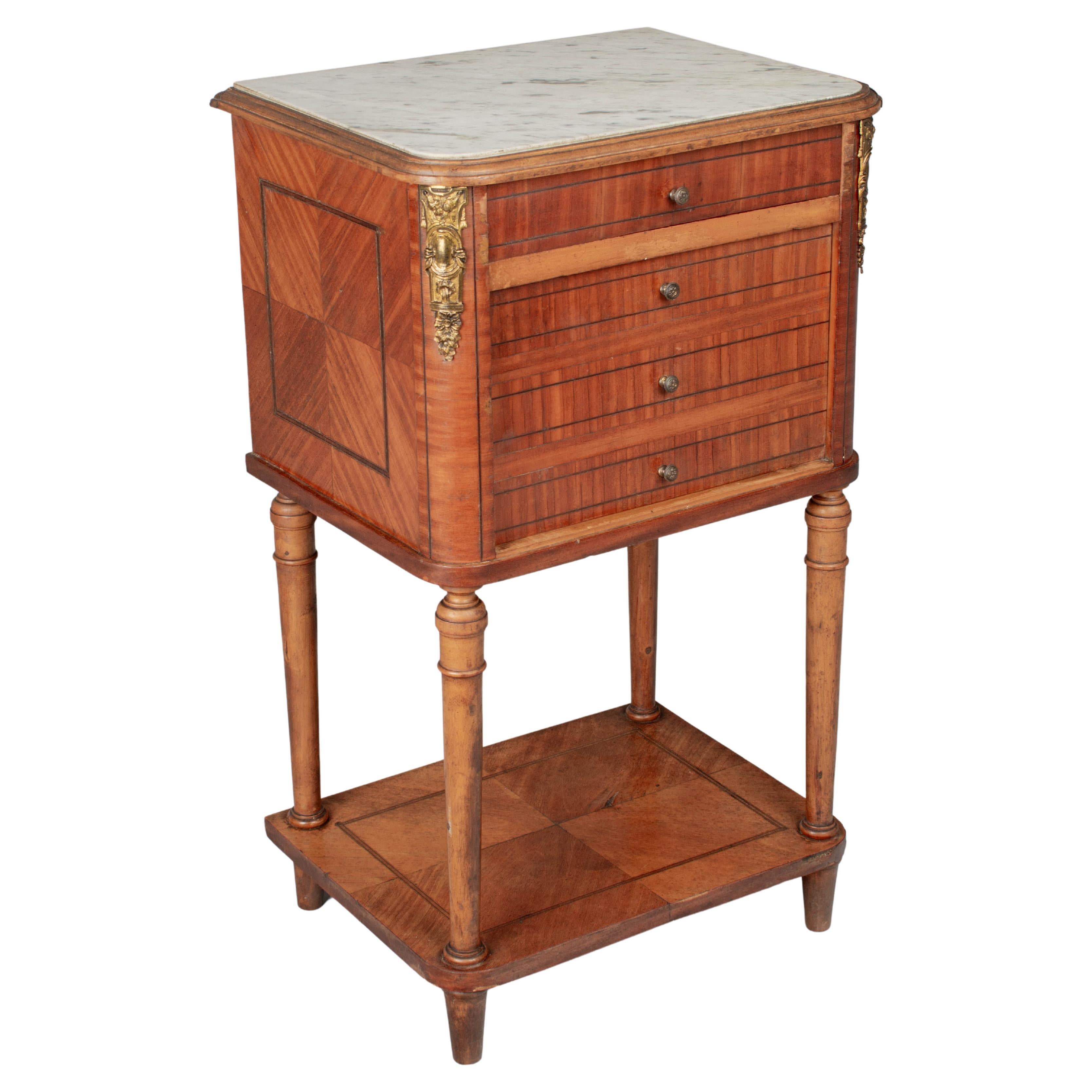 Louis XVI Style Marble Top Nightstand or Side Table For Sale
