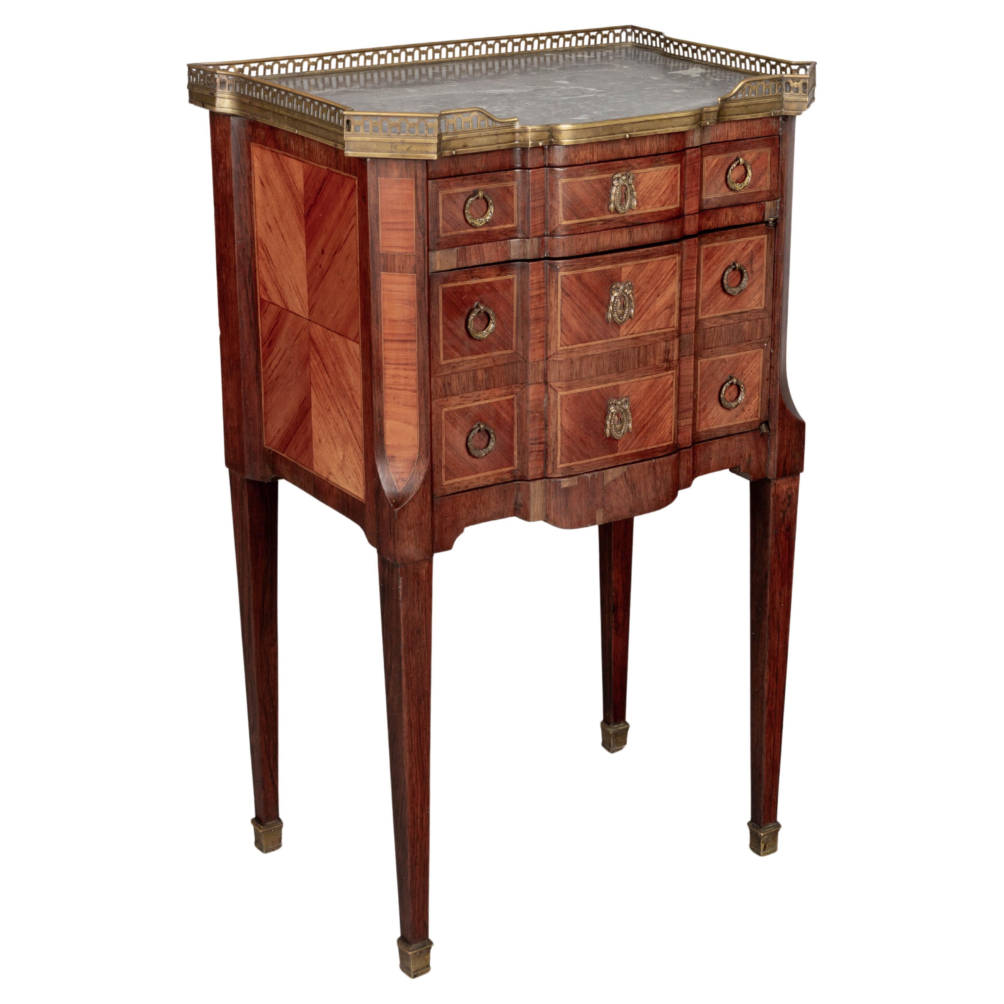 Louis XVI Style Marble Top Nightstand or Side Table