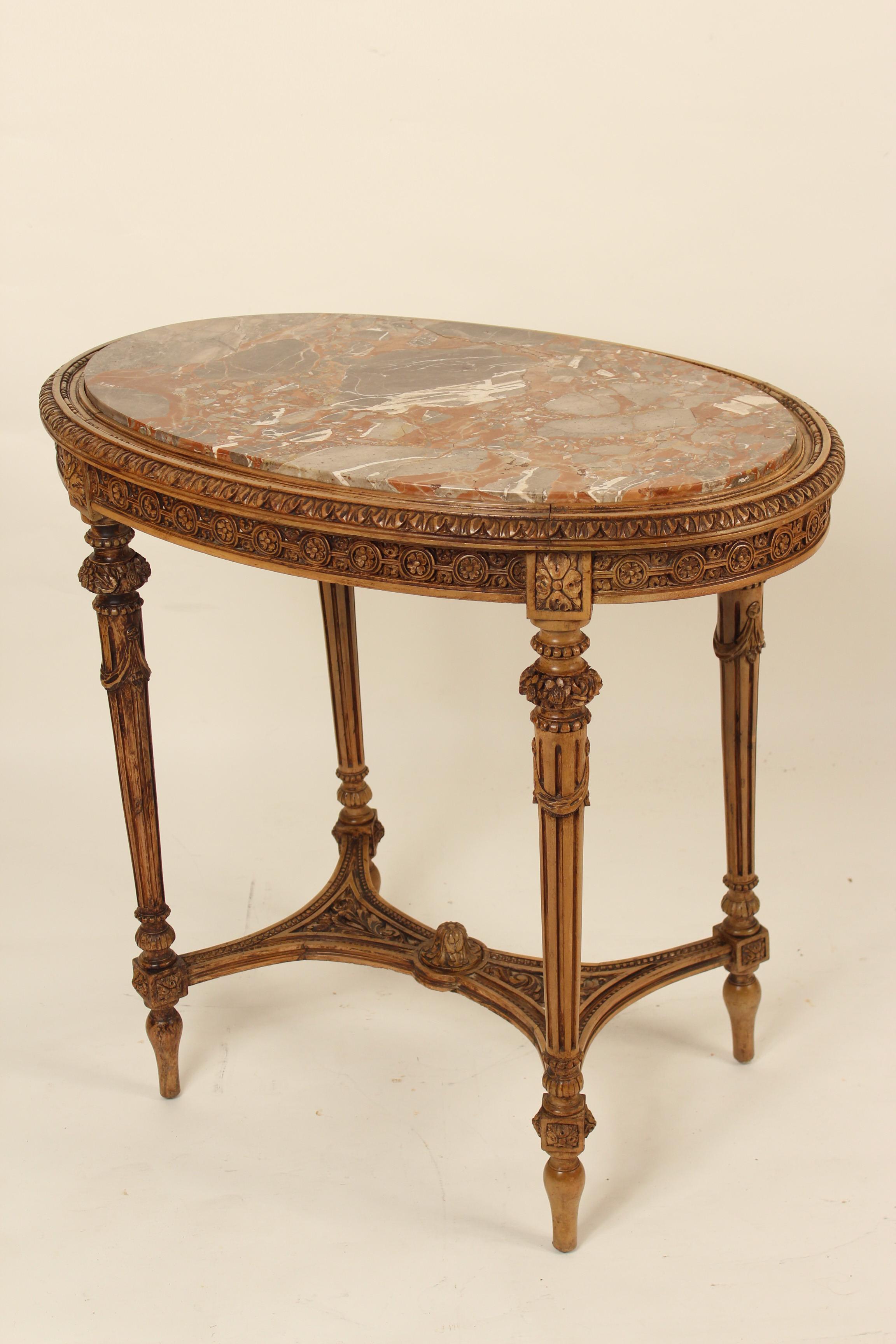 European Louis XVI Style Marble-Top Occasional Table