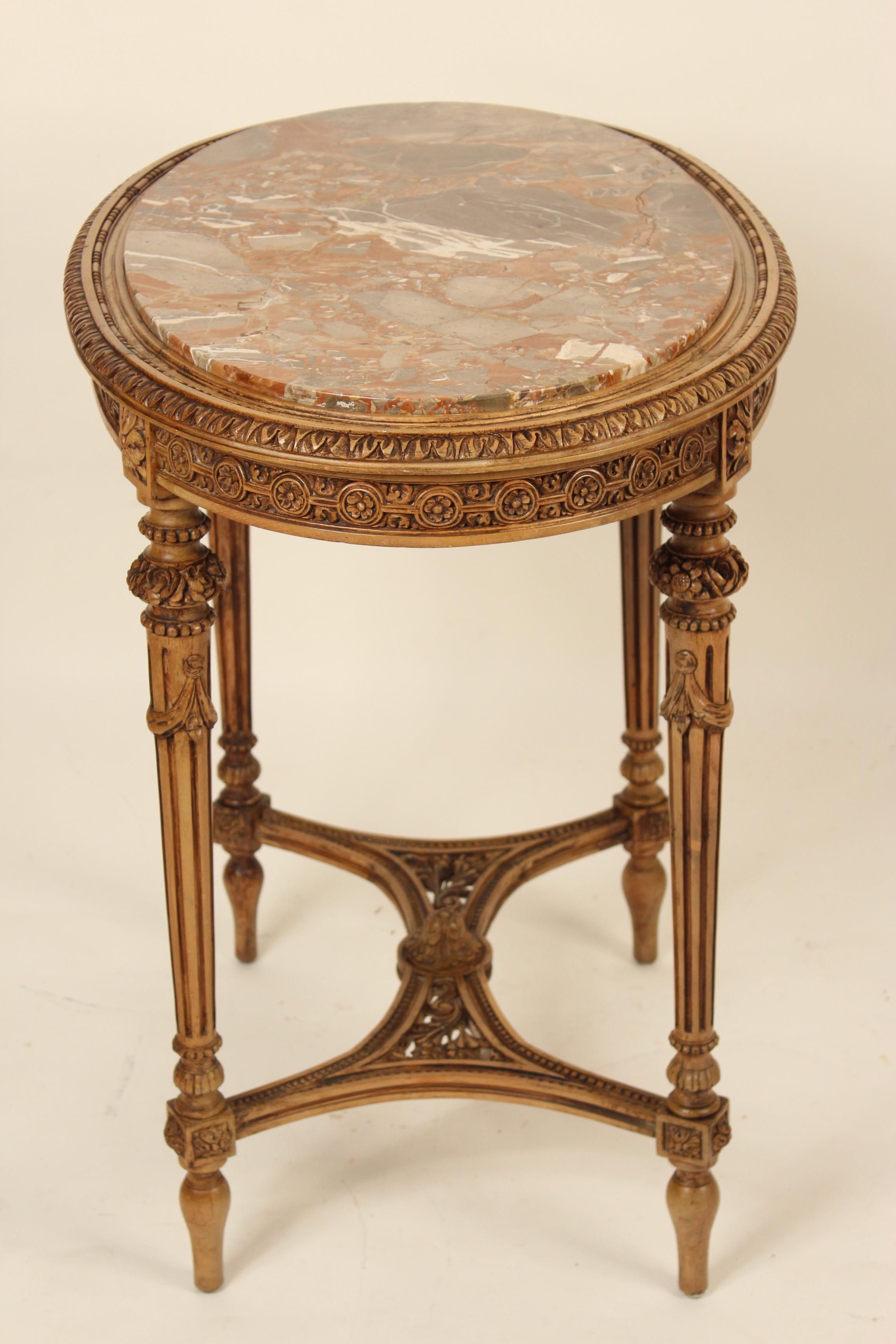 Louis XVI Style Marble-Top Occasional Table In Good Condition In Laguna Beach, CA