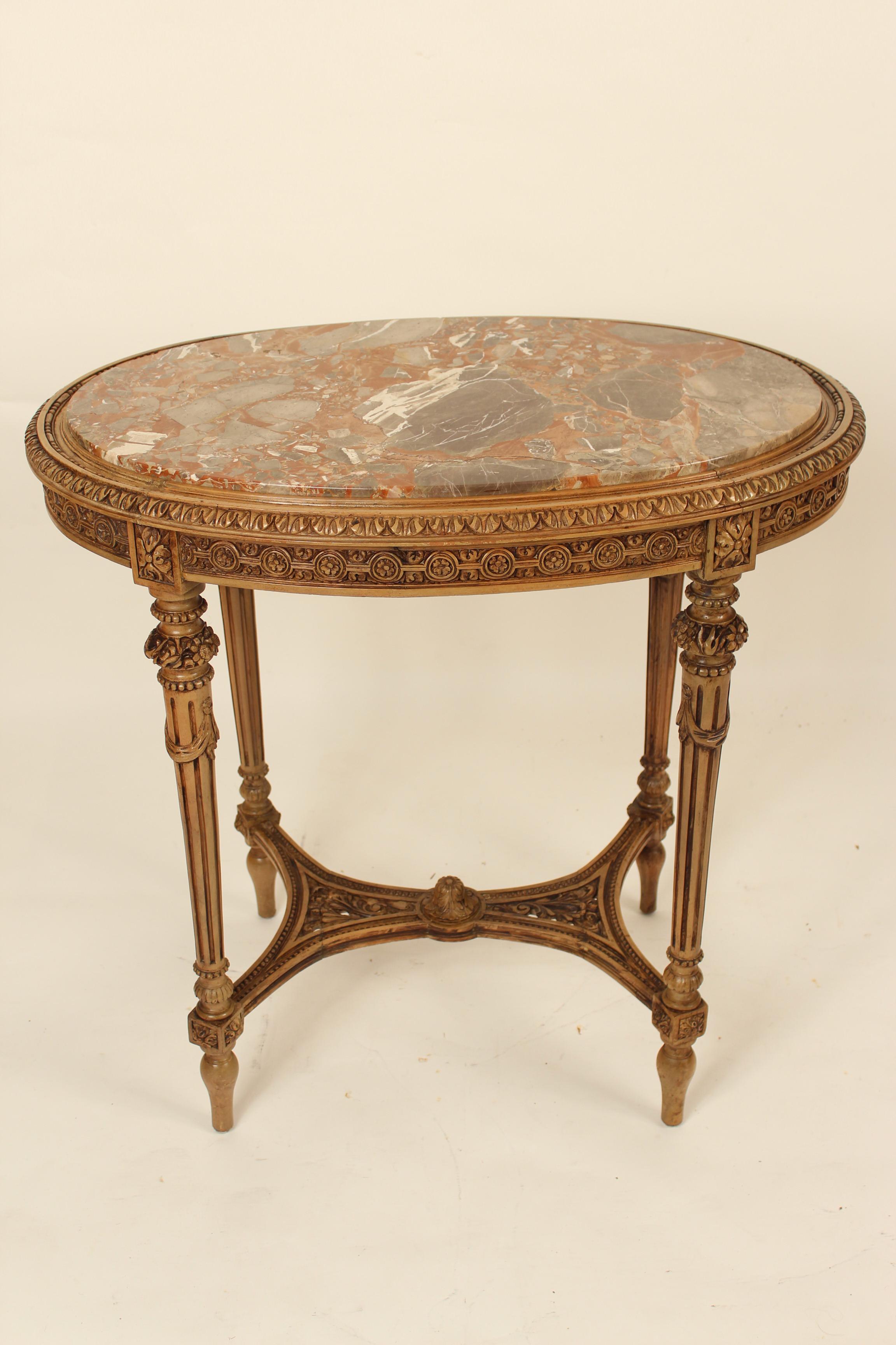 Mid-20th Century Louis XVI Style Marble-Top Occasional Table