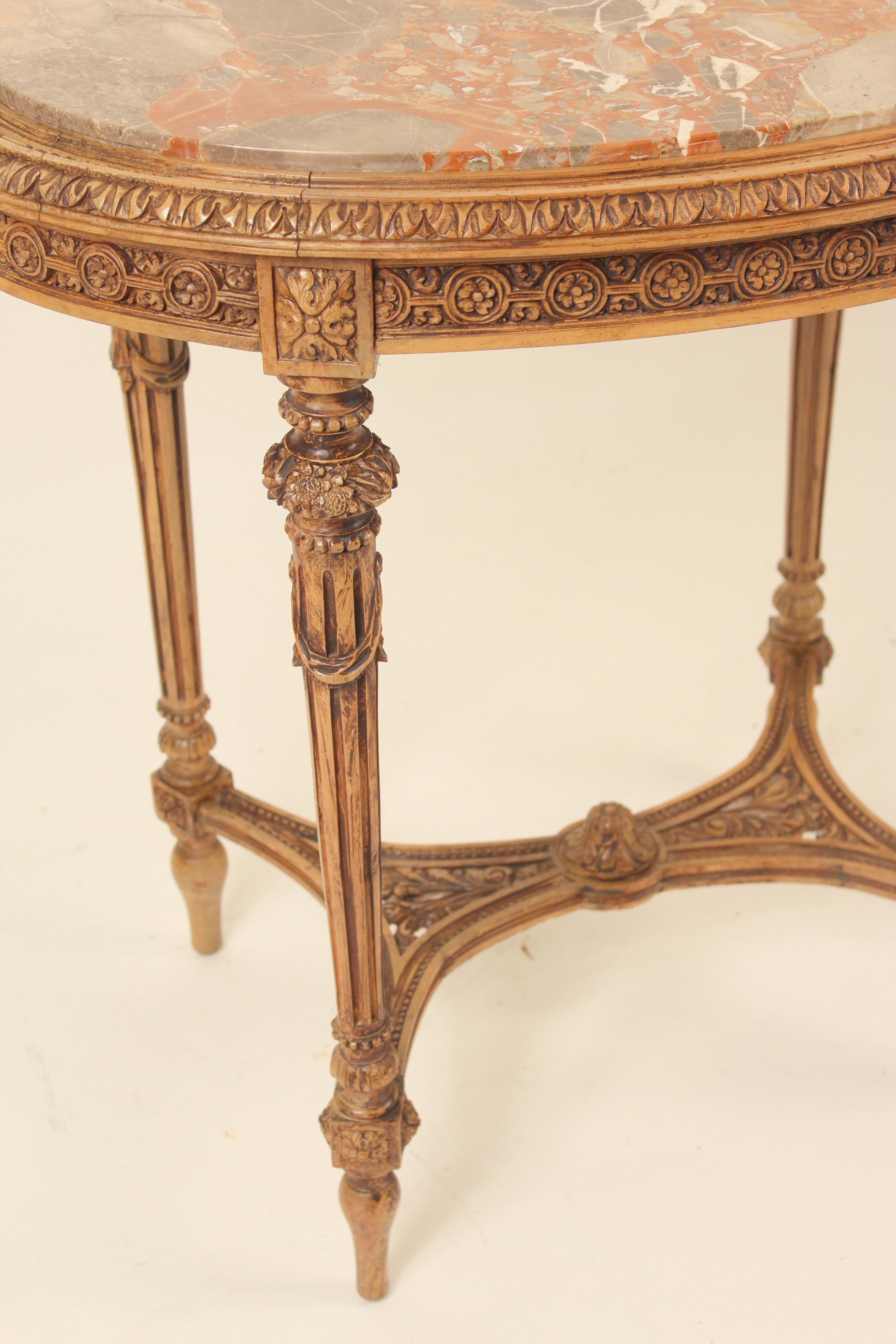 Louis XVI Style Marble-Top Occasional Table 3