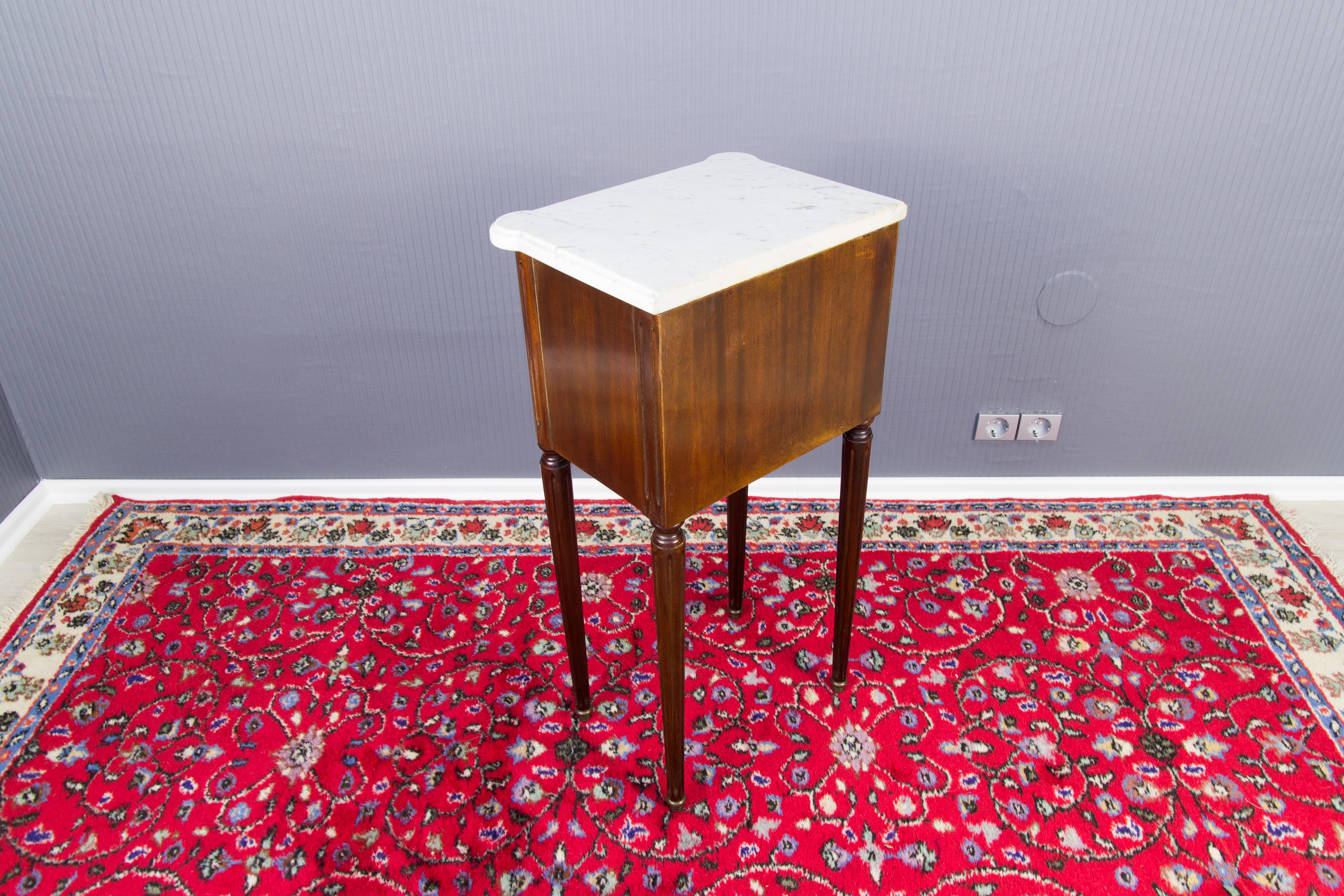 Brass Louis XVI Style Marble Top Side Table