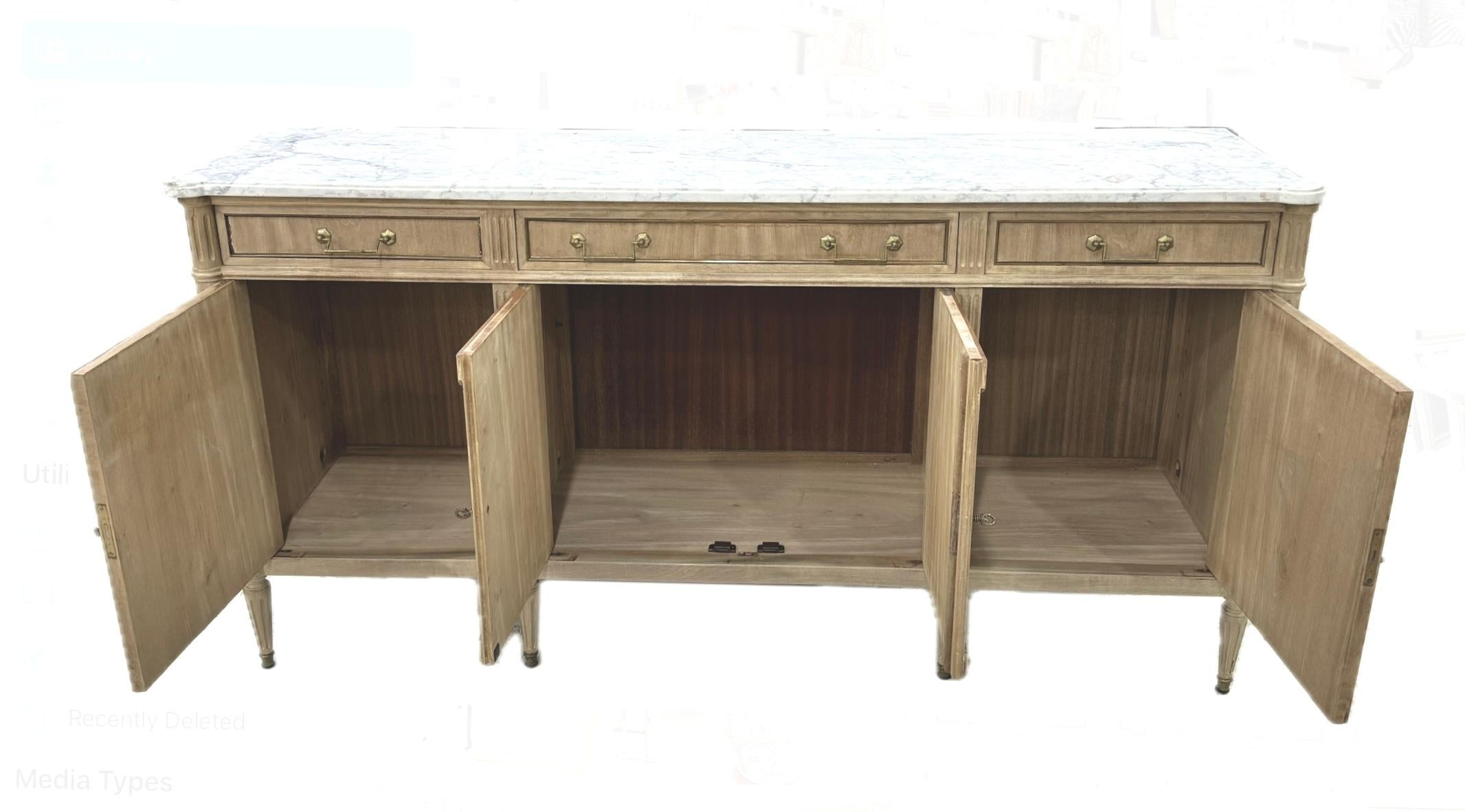 French Louis XVI Style Marble Top Sideboard/Enfilade For Sale