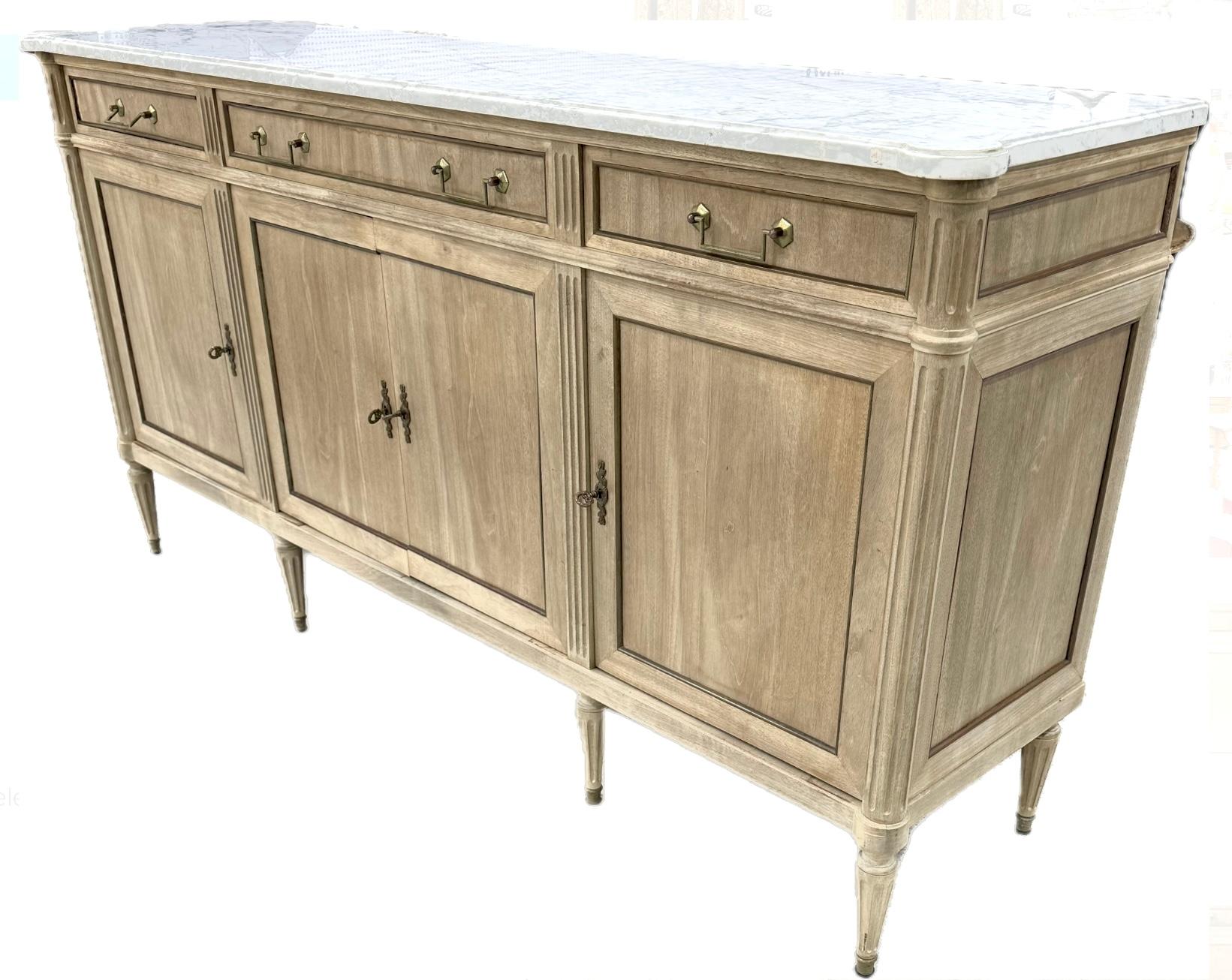 Louis XVI Style Marble Top Sideboard/Enfilade In Good Condition For Sale In Bradenton, FL