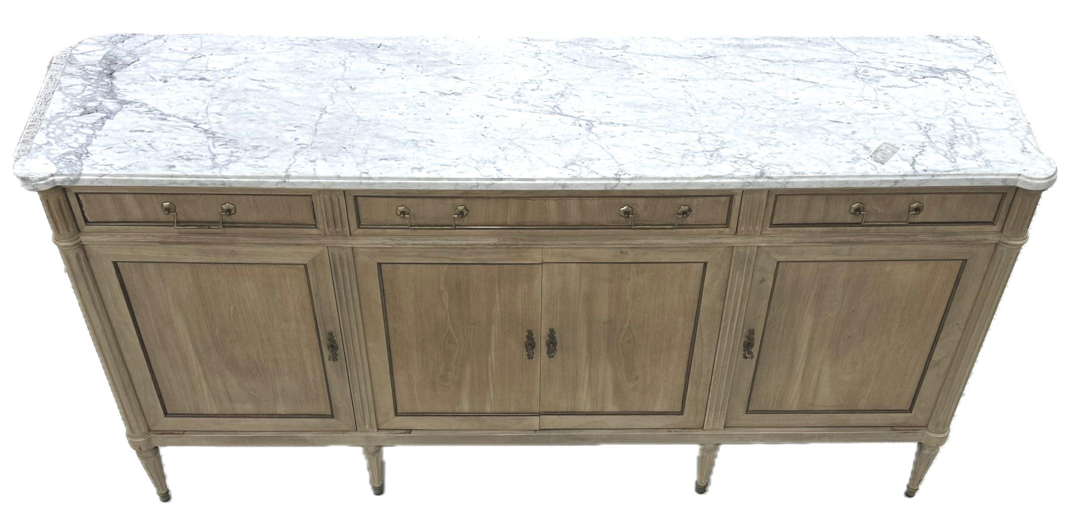 Wood Louis XVI Style Marble Top Sideboard/Enfilade
