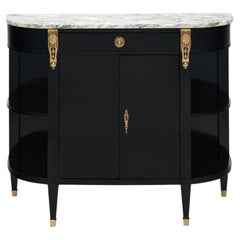 Louis XVI Style Marble Topped Demilune Buffet