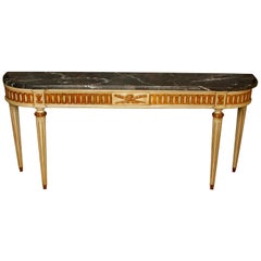 Louis XVI Style Marble Topped French Painted Console