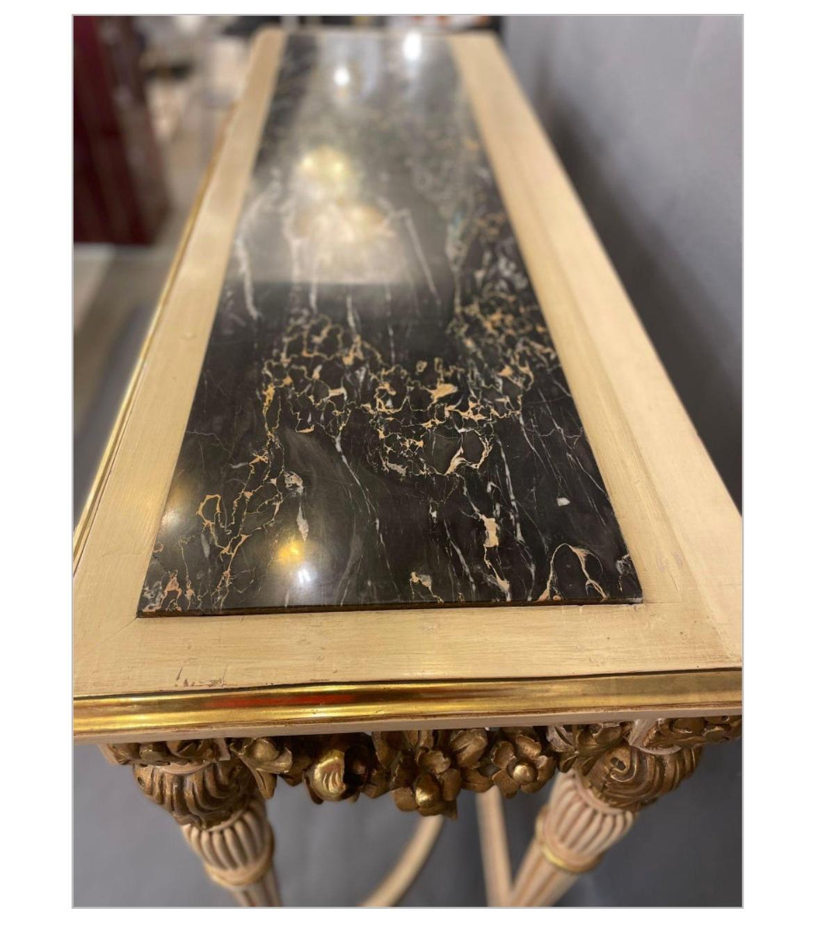 Louis XVI Style Marble Topped Gilt-Wood Console Table, circa 1890s For Sale 5