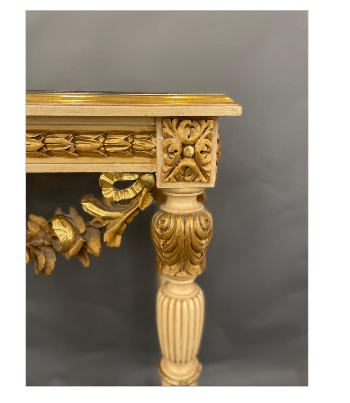 Louis XVI Style Marble Topped Gilt-Wood Console Table, circa 1890s For Sale 2