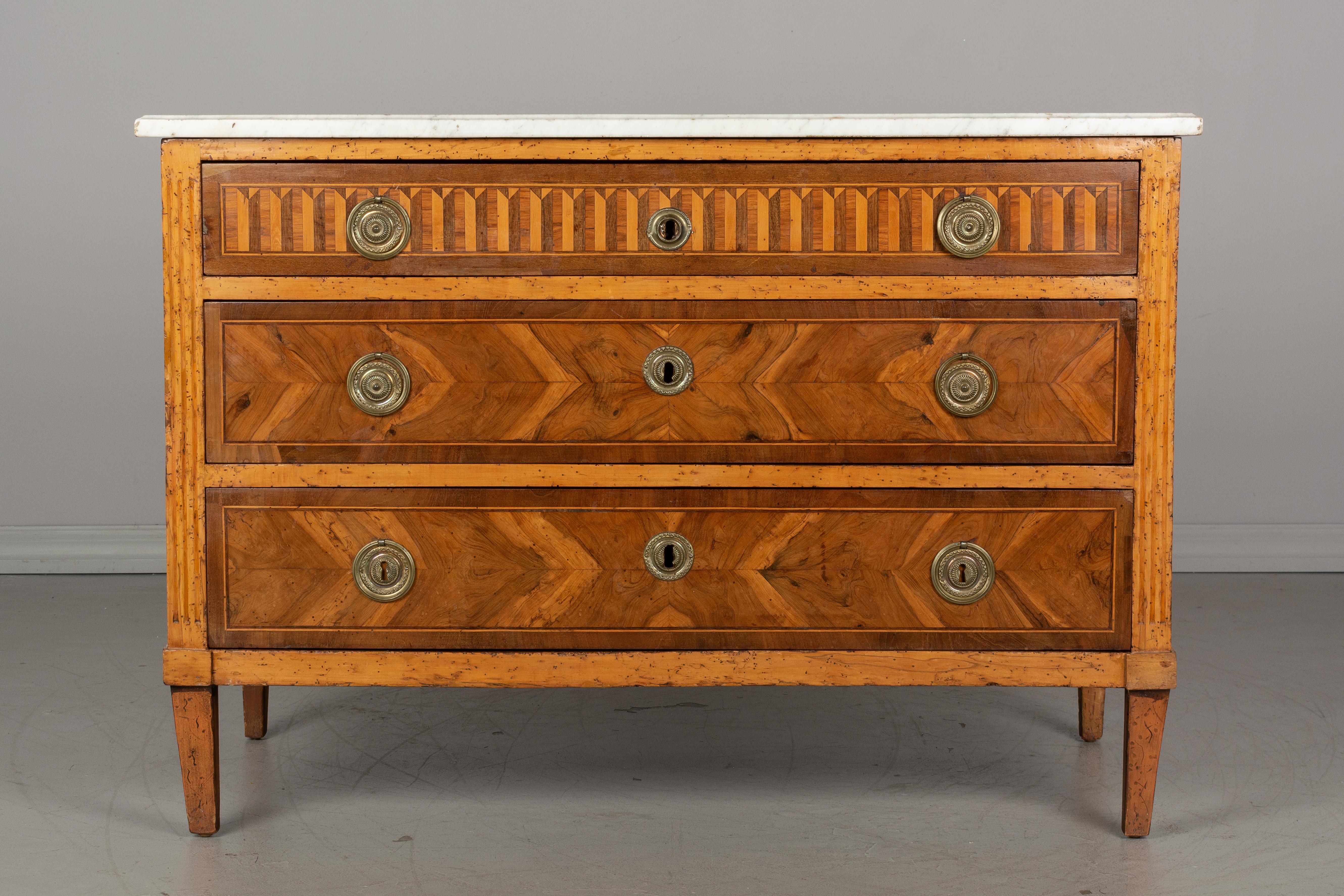 French Louis XVI Style Marquetry Chest of Drawers