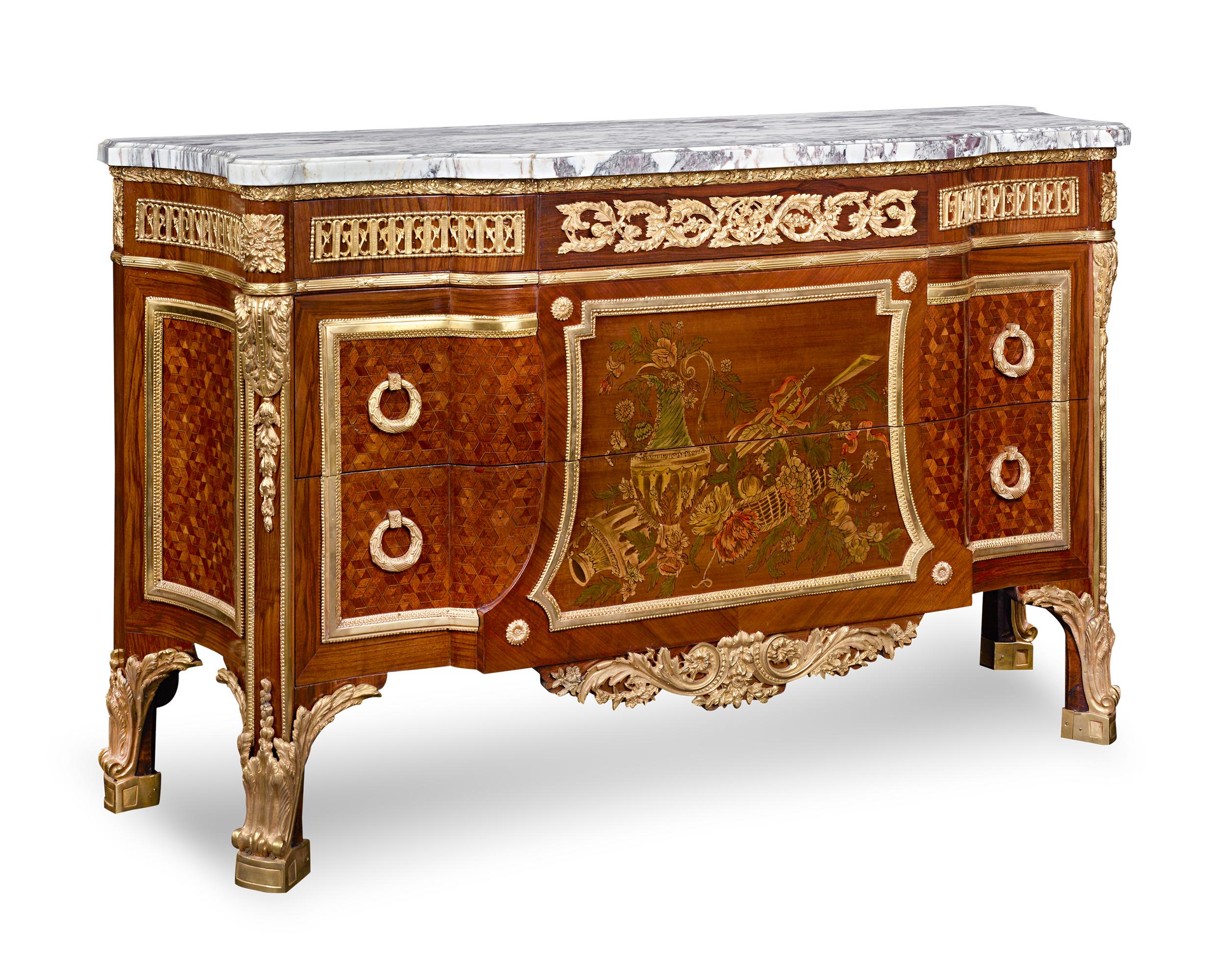 Louis XVI-Style Marquetry Commodes In Excellent Condition For Sale In New Orleans, LA