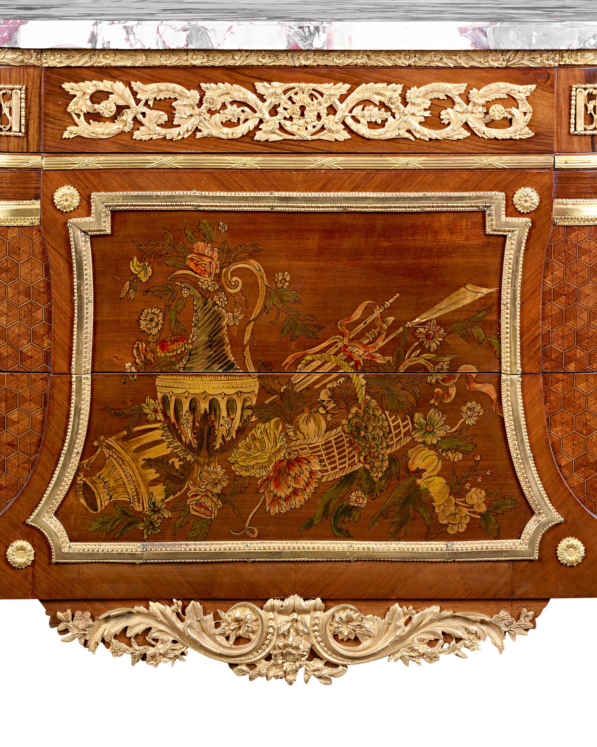 Louis XVI-Style Marquetry Commodes For Sale 1
